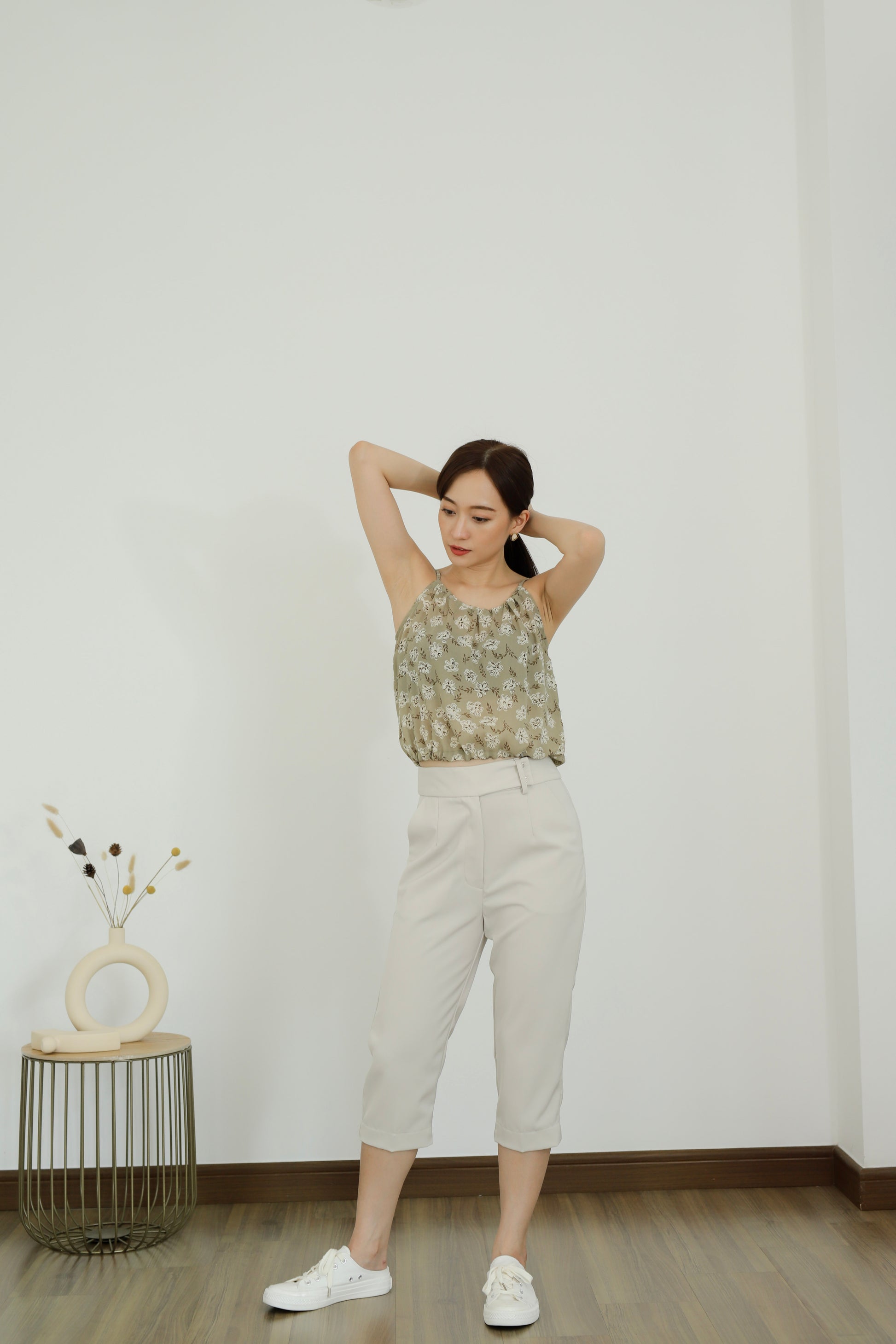 Kasey Print Cami Top - Olive