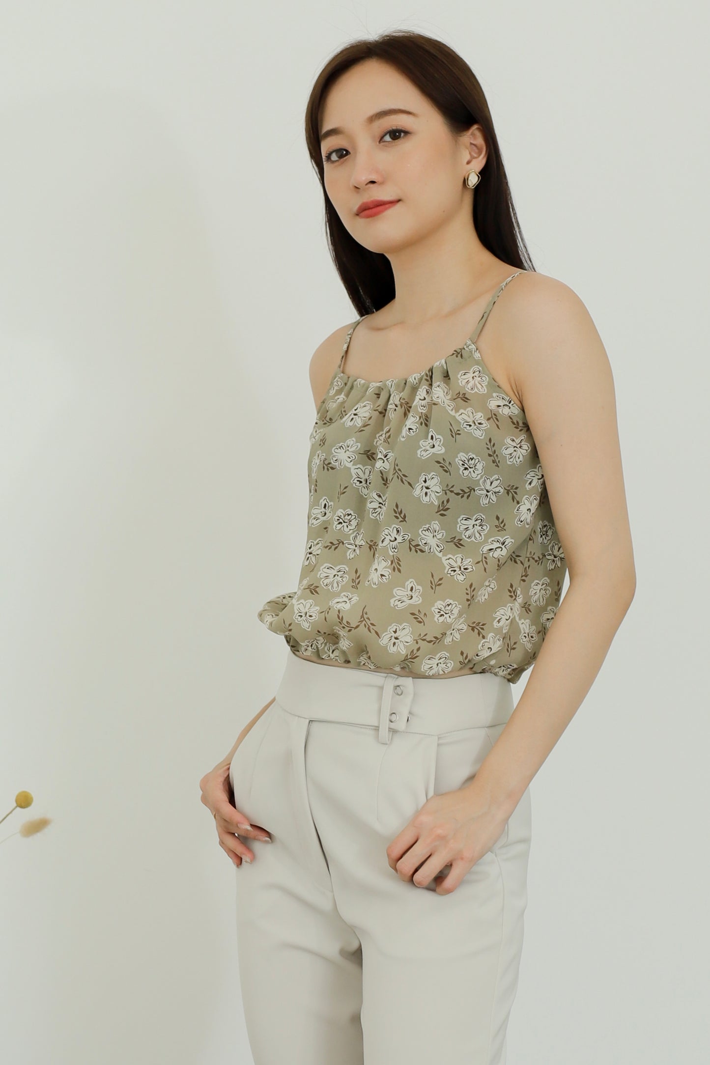 Kasey Print Cami Top - Olive