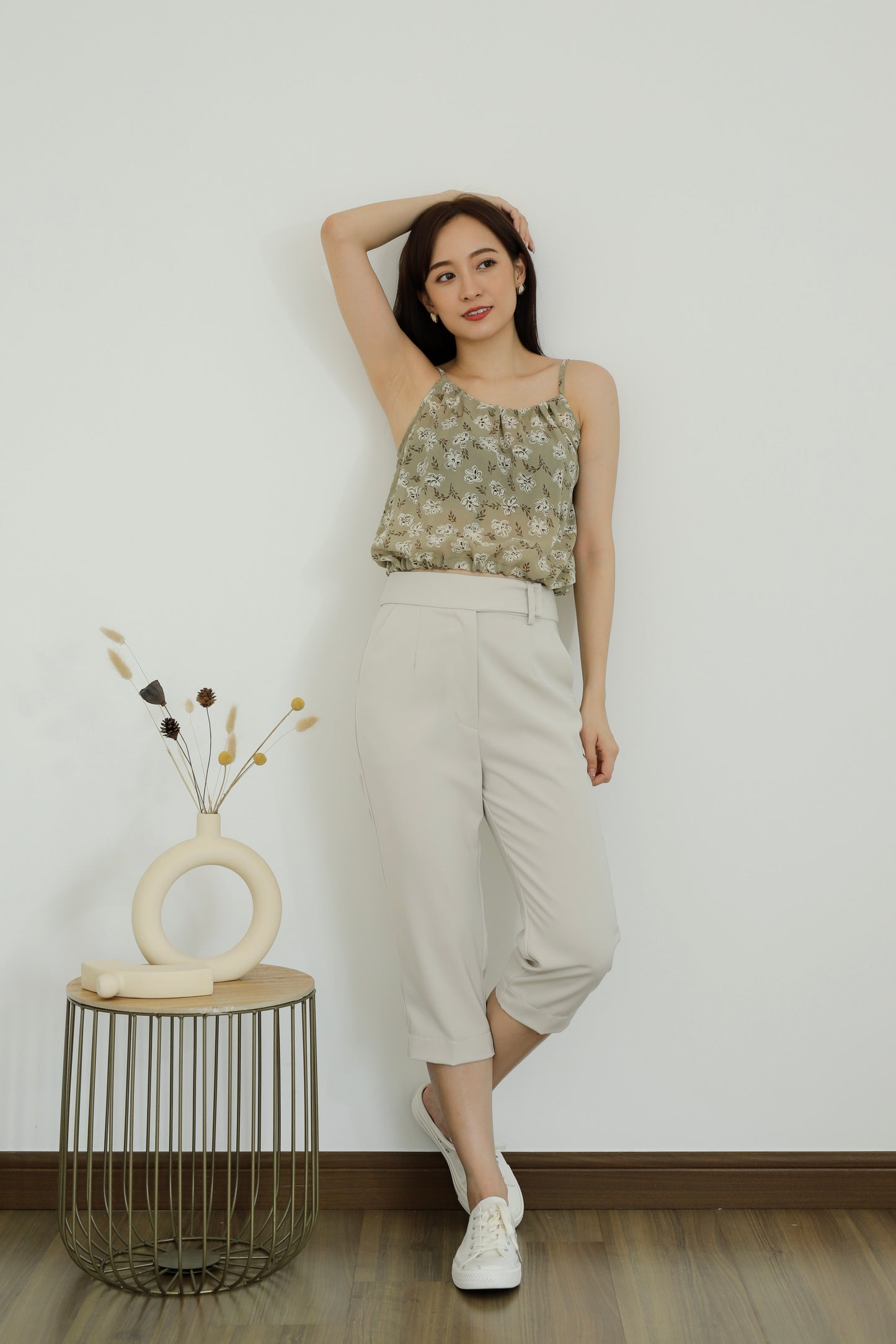 Kasey Print Cami Top - Olive