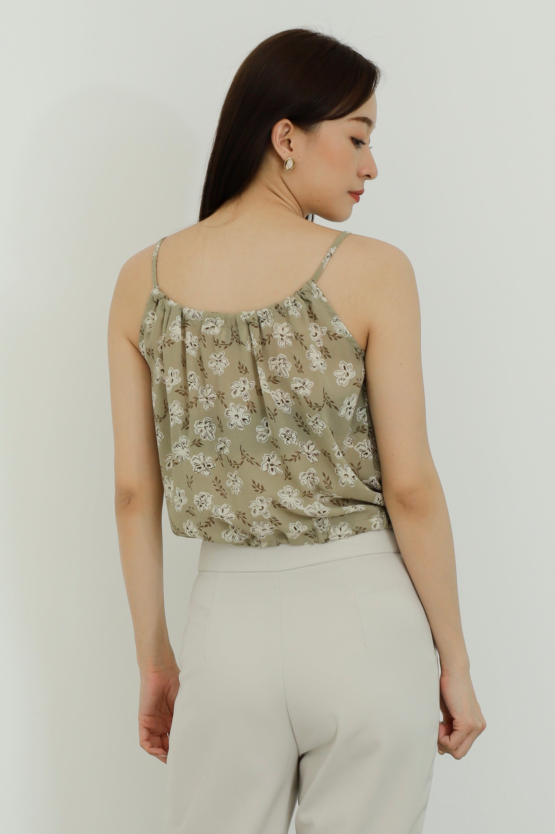 Kasey Print Cami Top - Olive