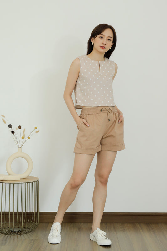 Camila Slit Cropped Top - Polka