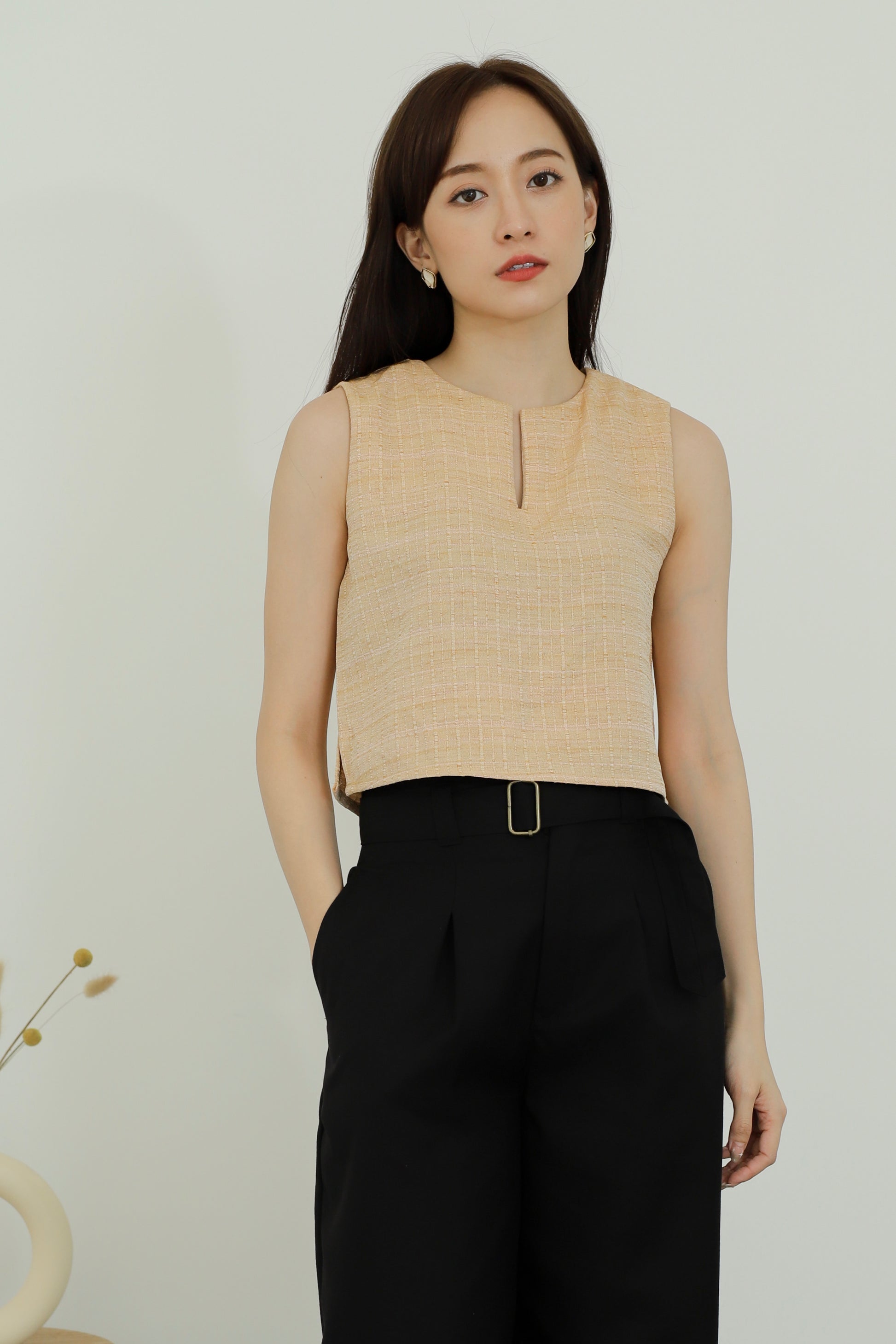 Camila Slit Cropped Top - Orange