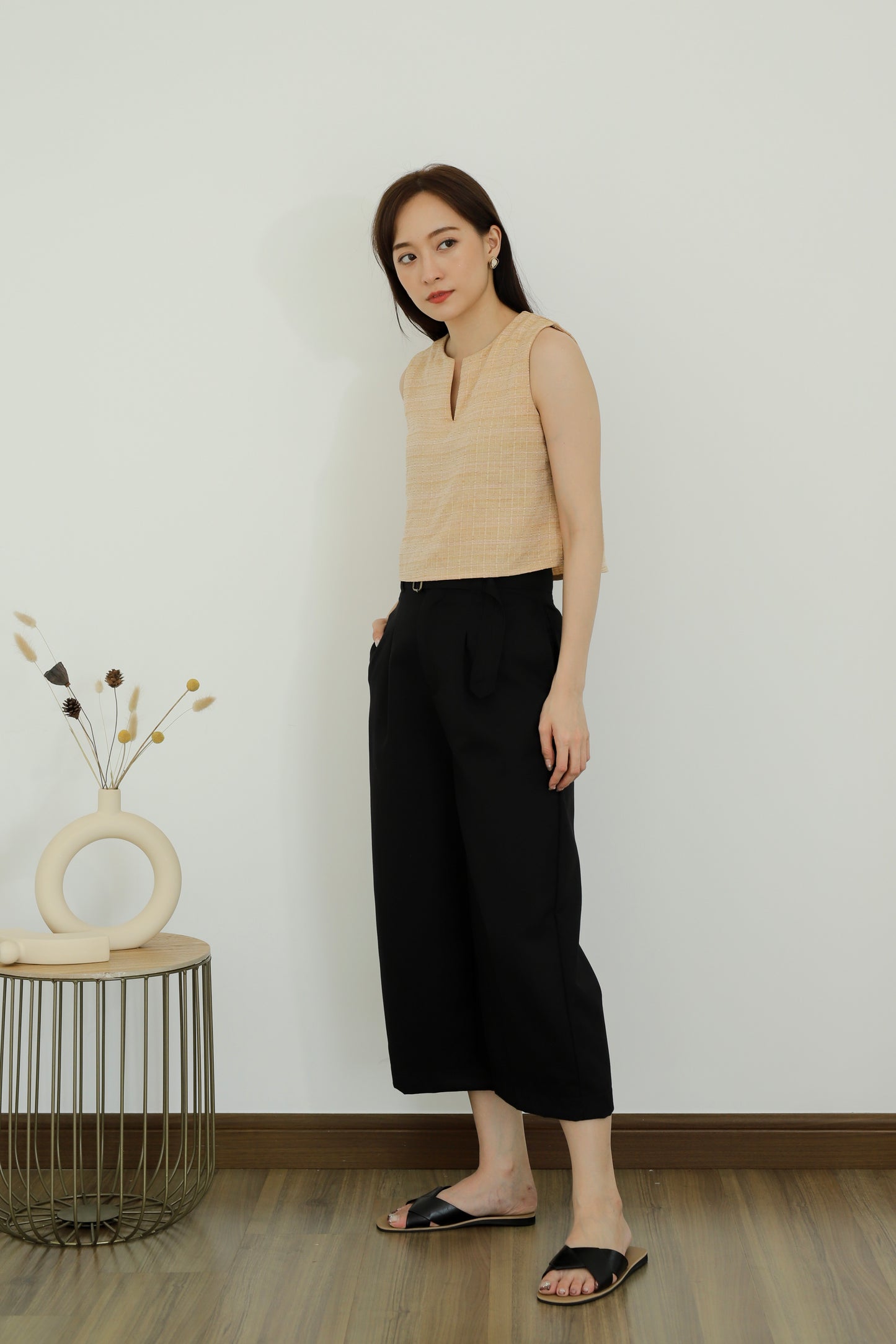 Camila Slit Cropped Top - Orange