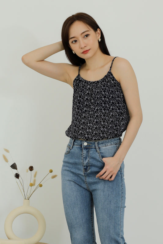 Kasey Print Cami Top - Navy