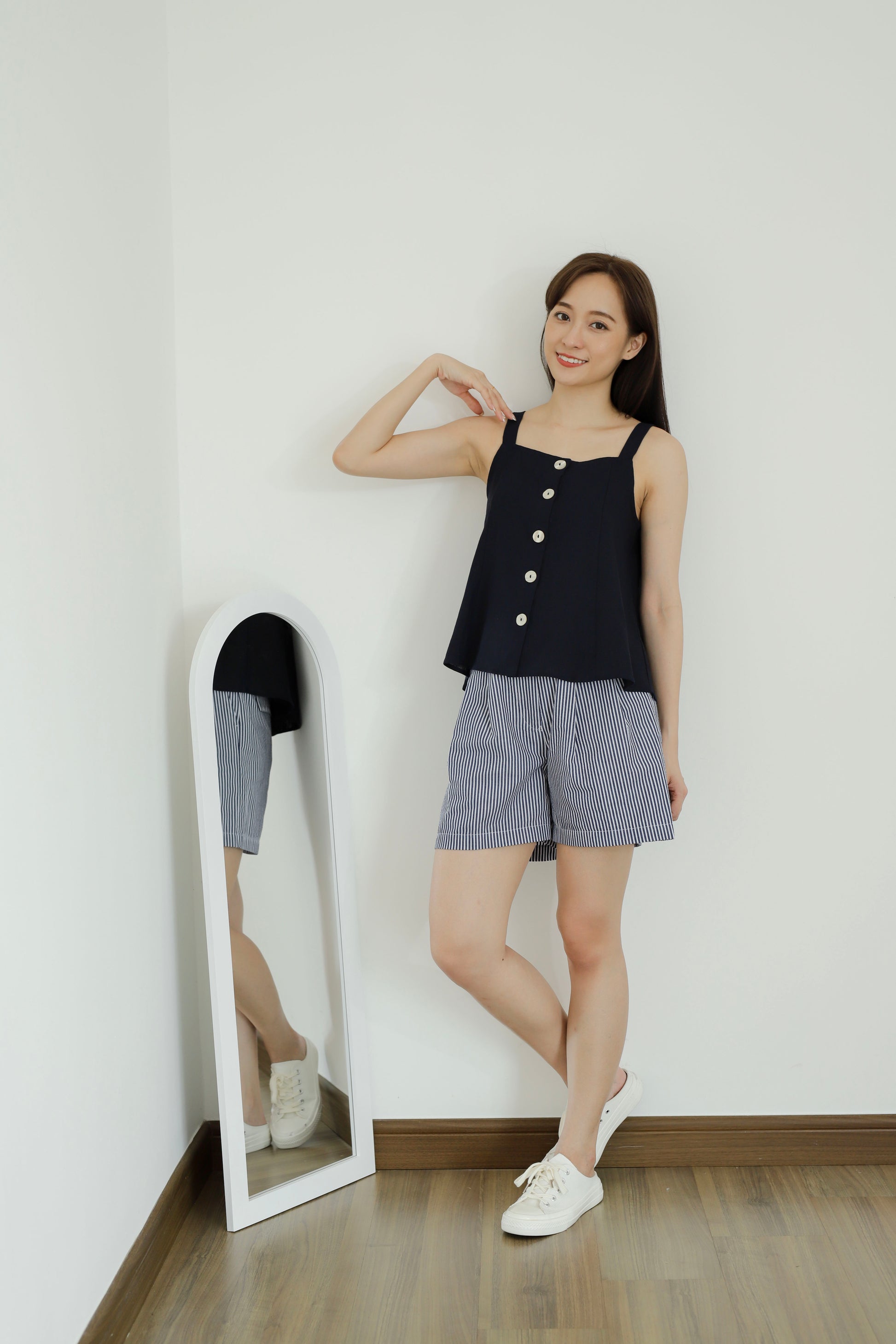 Saffron Button Blouse - Navy