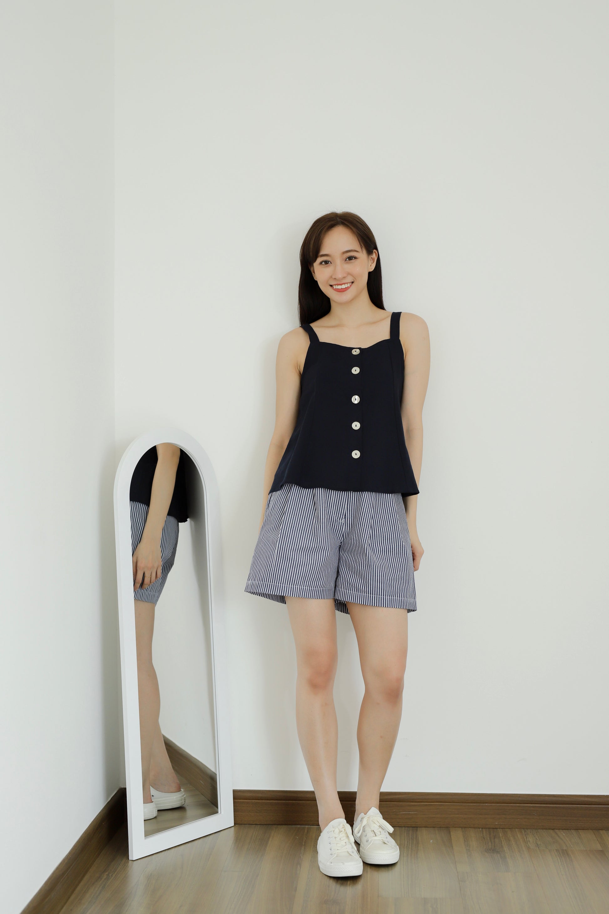 Saffron Button Blouse - Navy