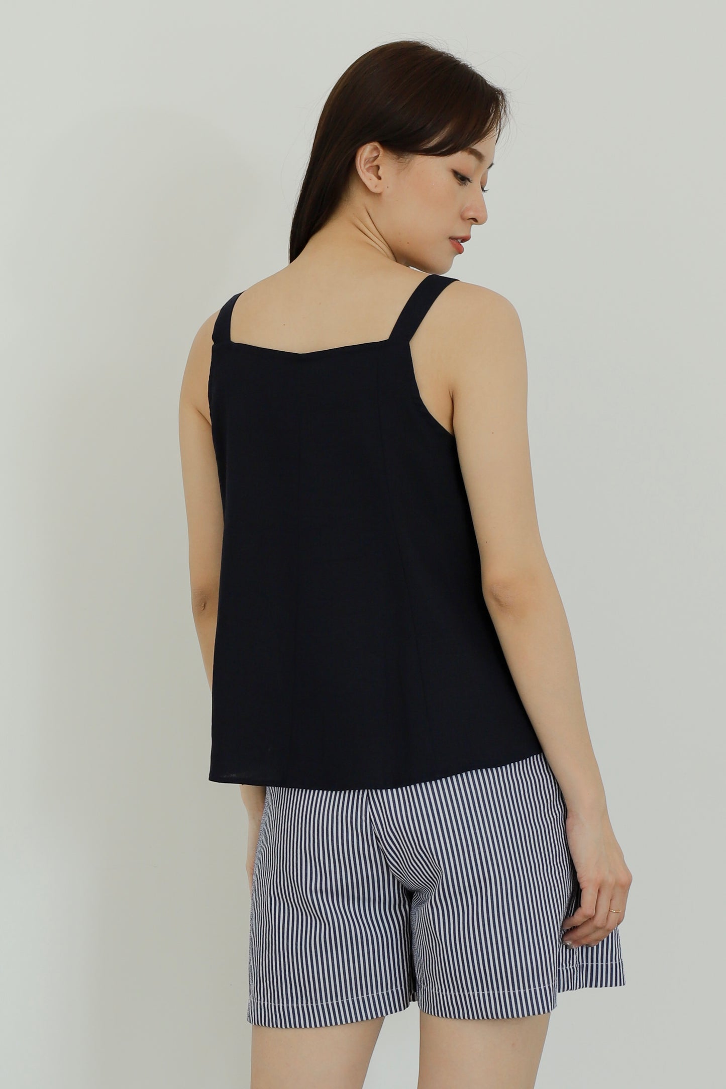 Saffron Button Blouse - Navy