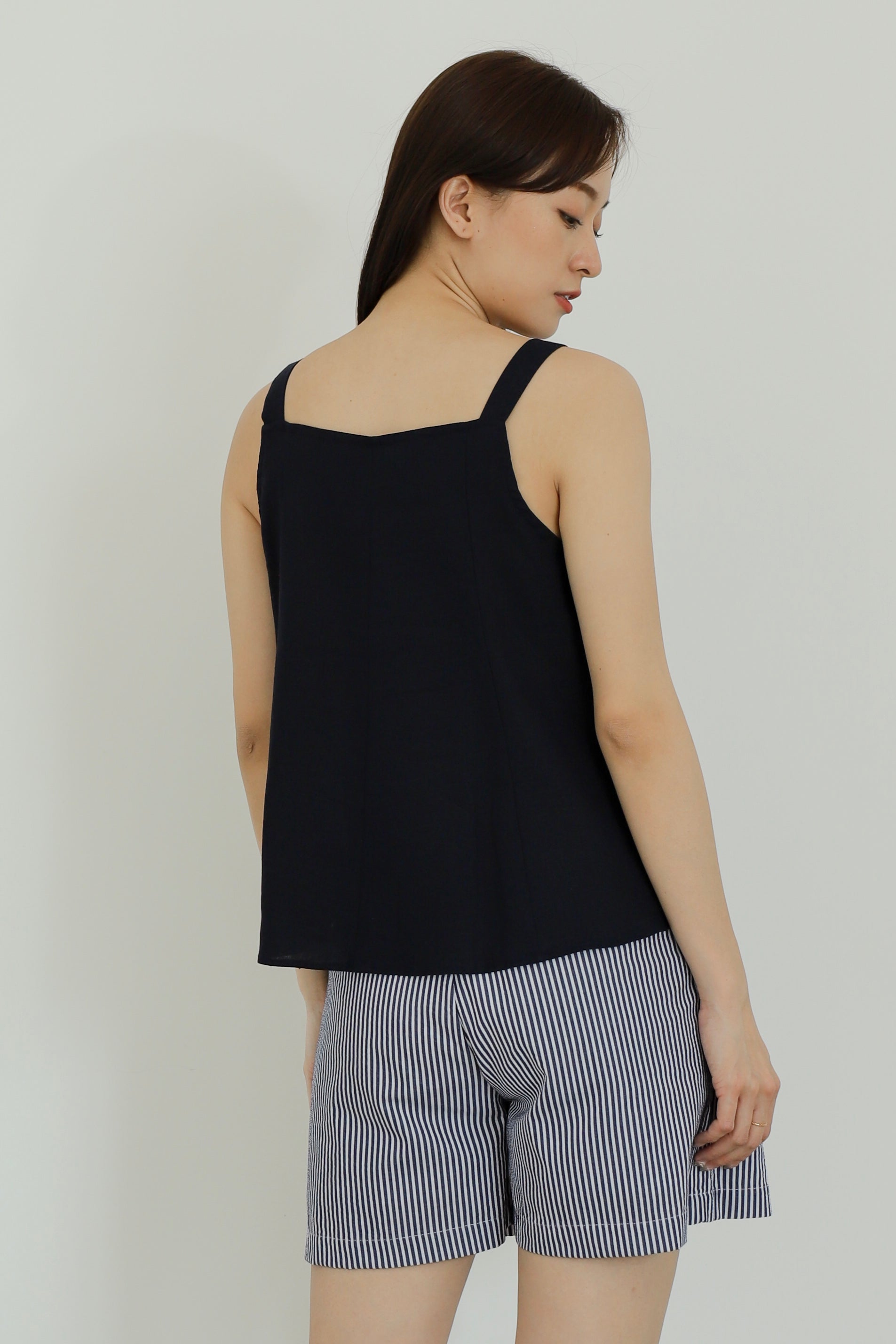 Saffron Button Blouse - Navy