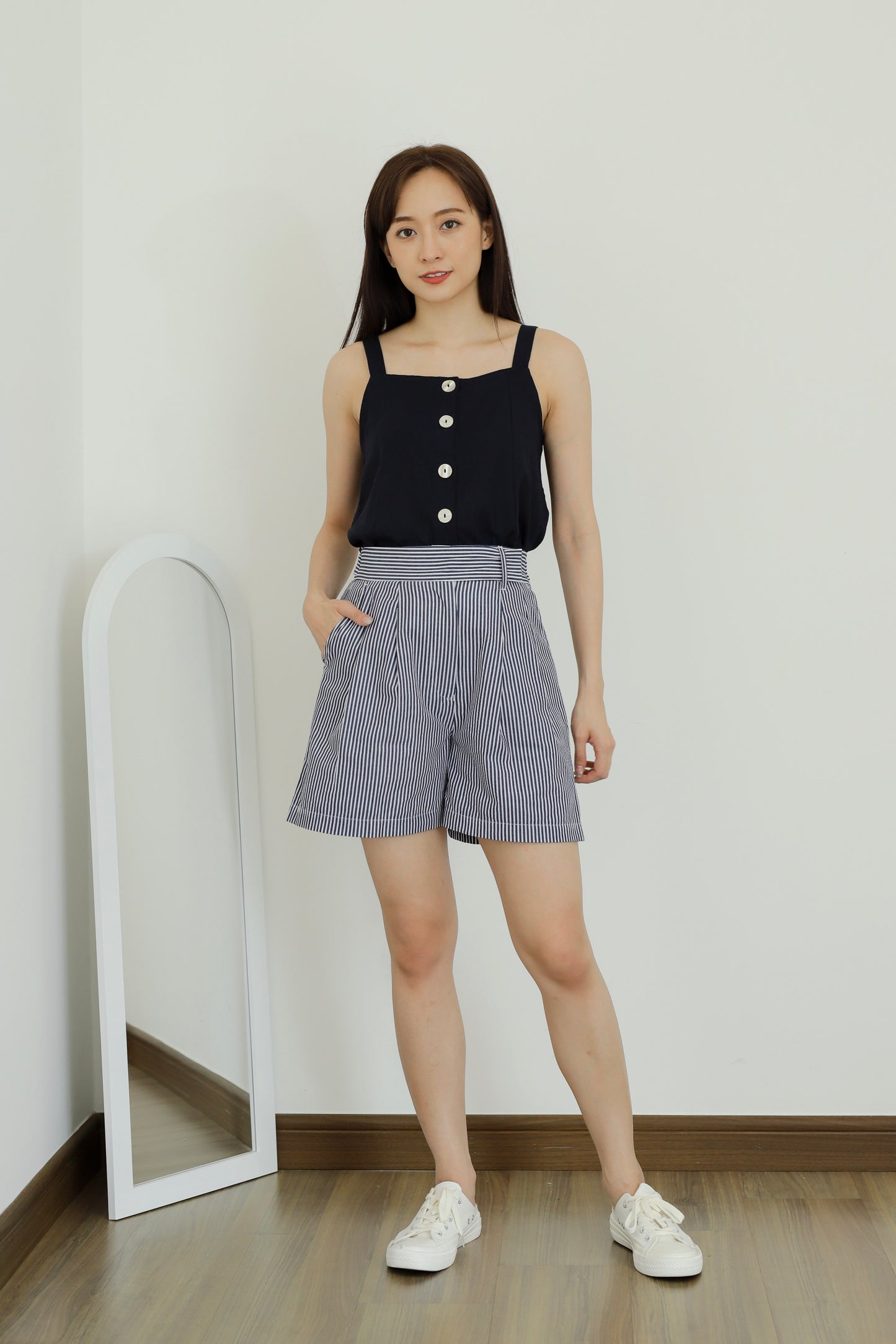 Saffron Button Blouse - Navy