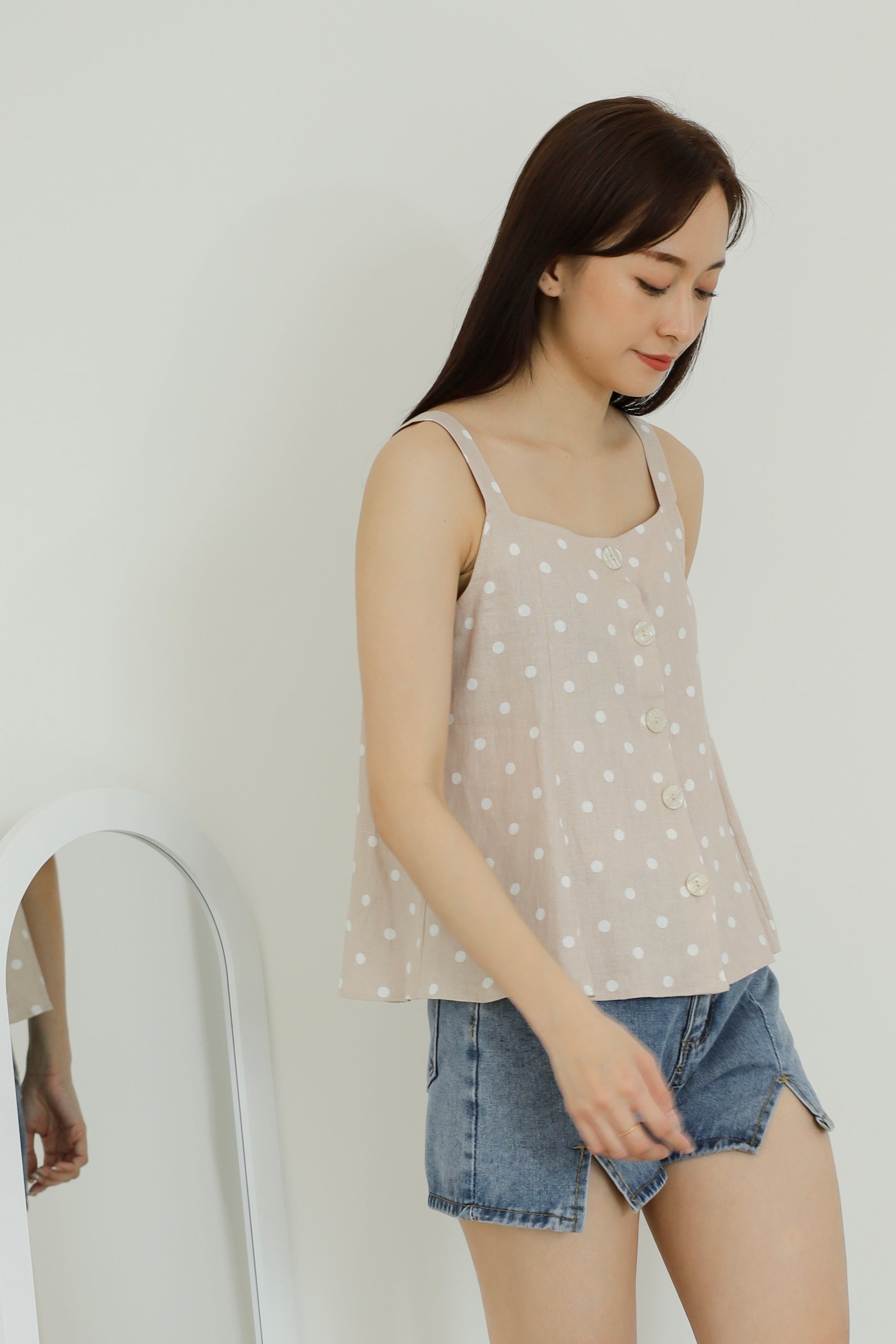 Saffron Button Blouse - Polka