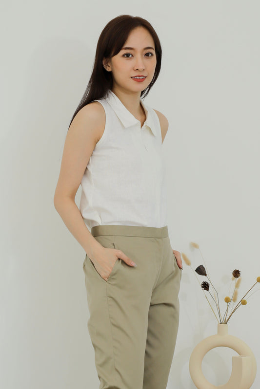 Eloise Zip Collar Blouse - White