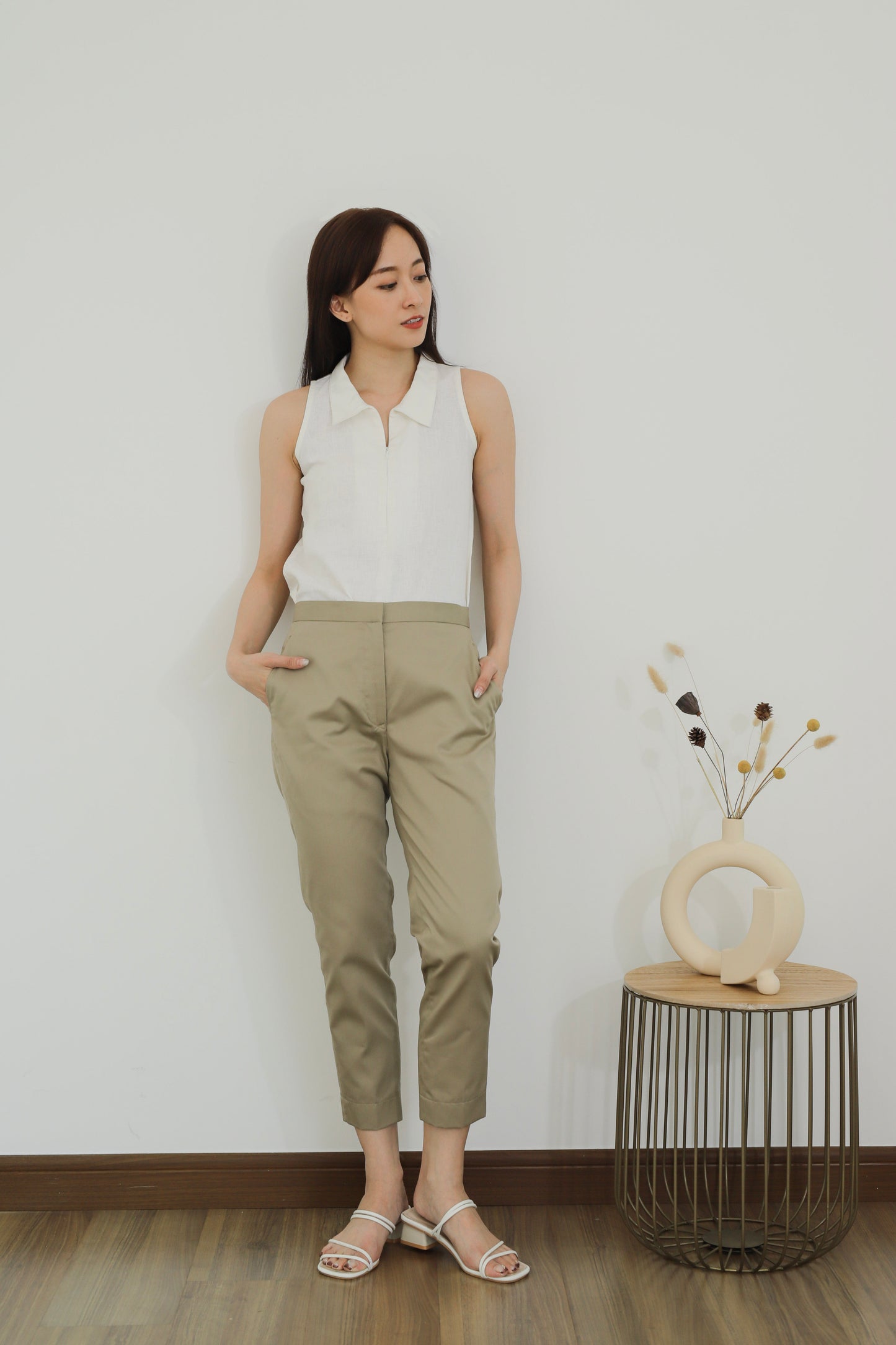 Eloise Zip Collar Blouse - White