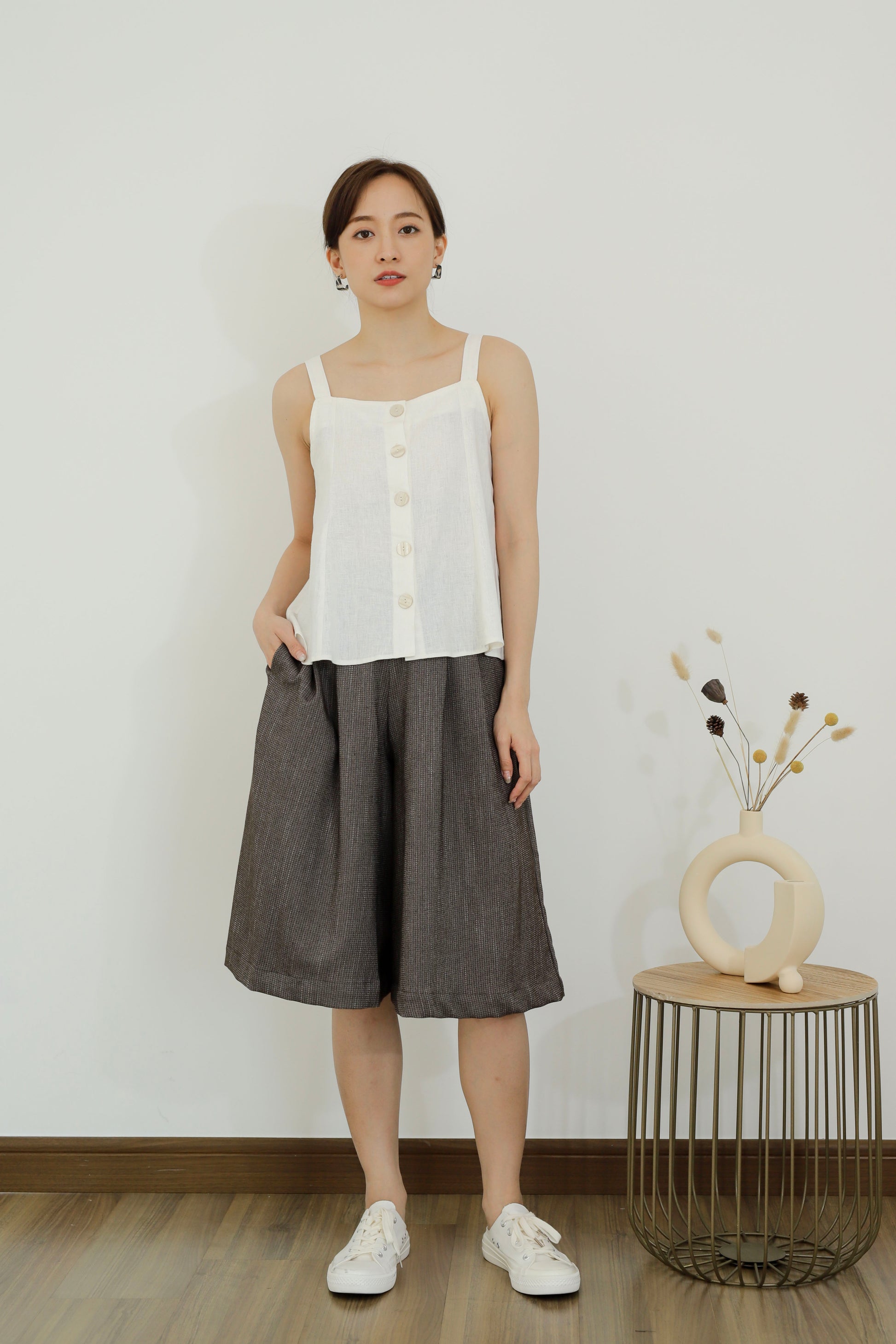 Saffron Button Blouse - White