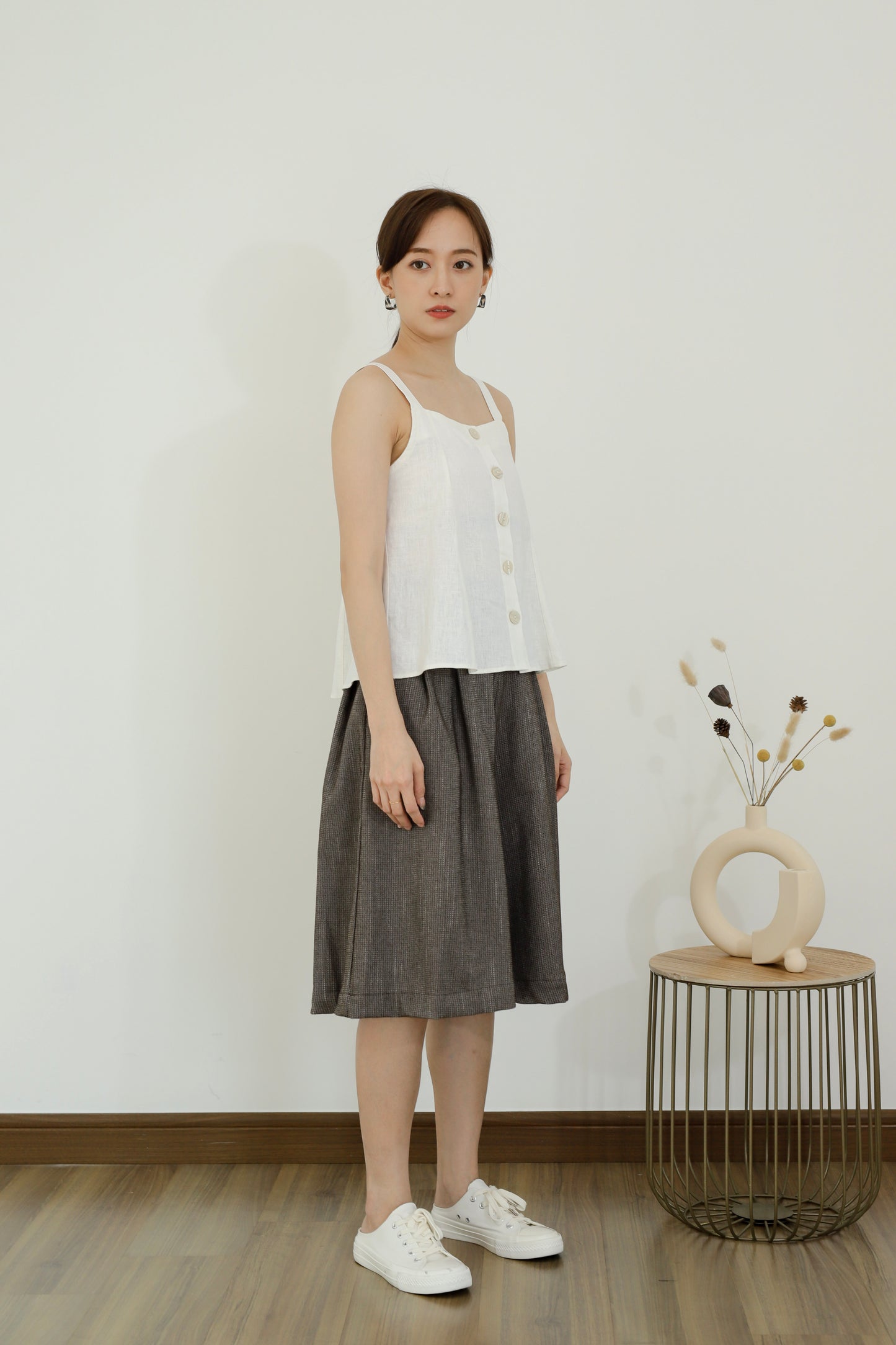Saffron Button Blouse - White