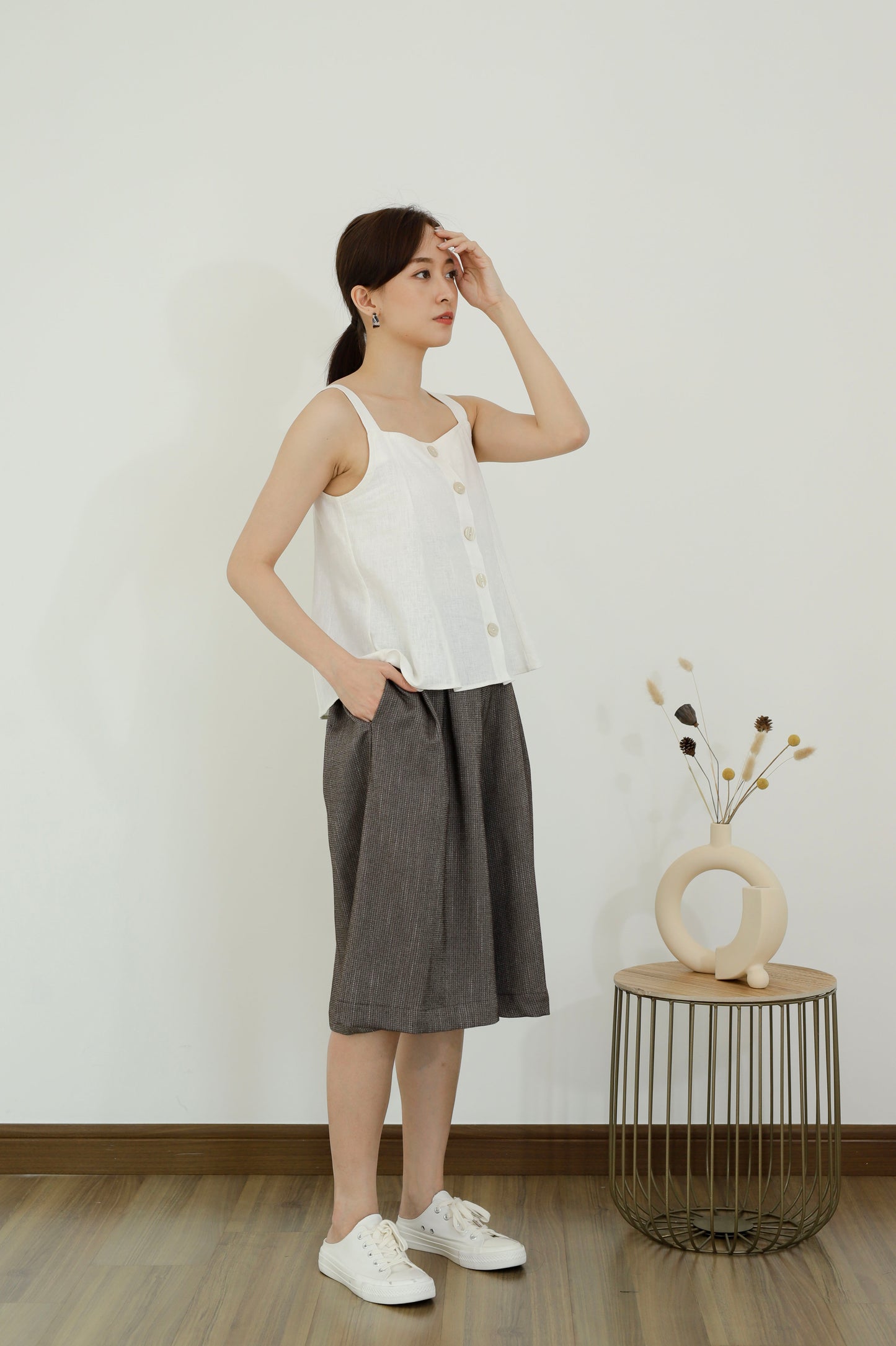 Saffron Button Blouse - White