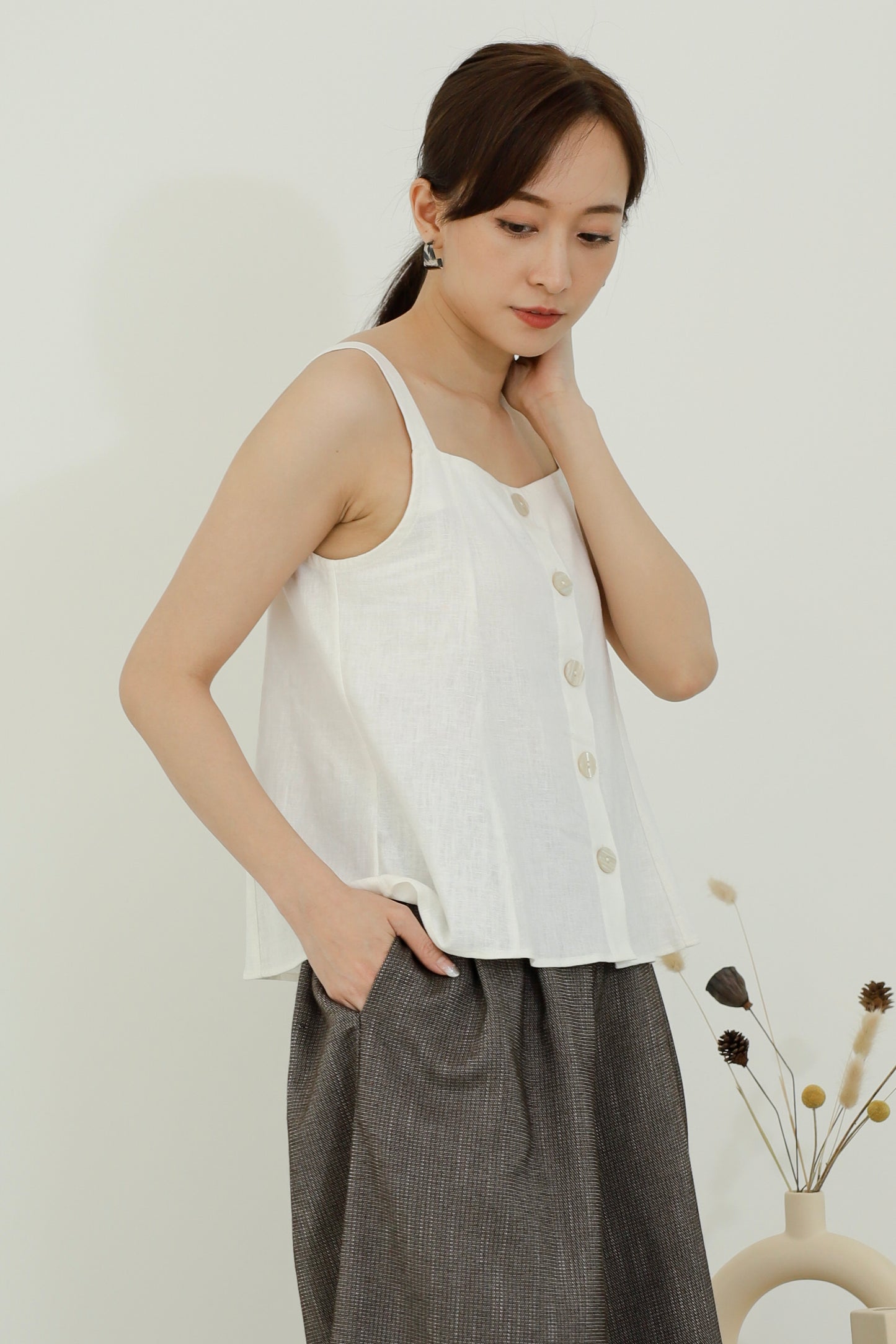 Saffron Button Blouse - White