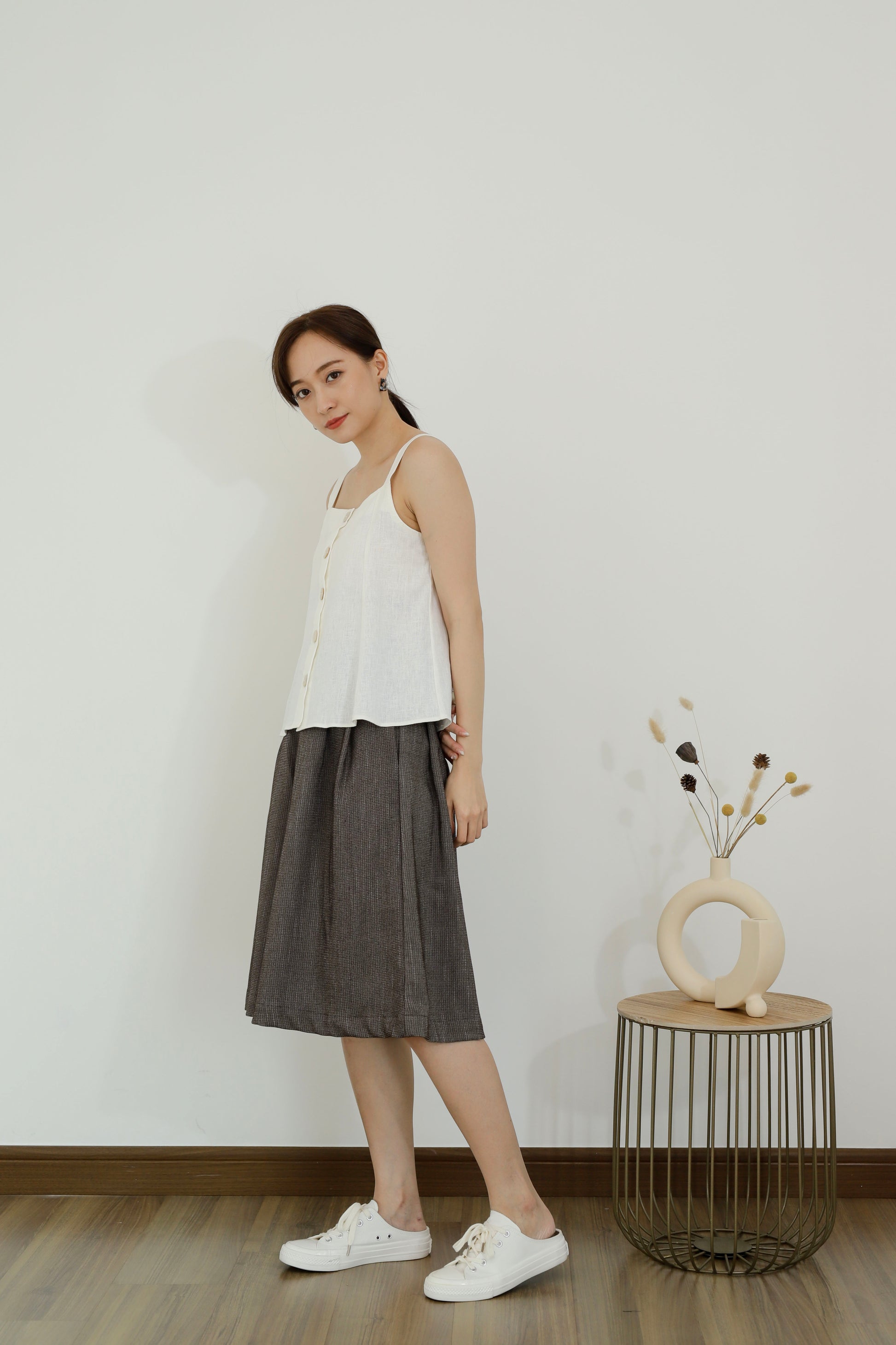 Saffron Button Blouse - White