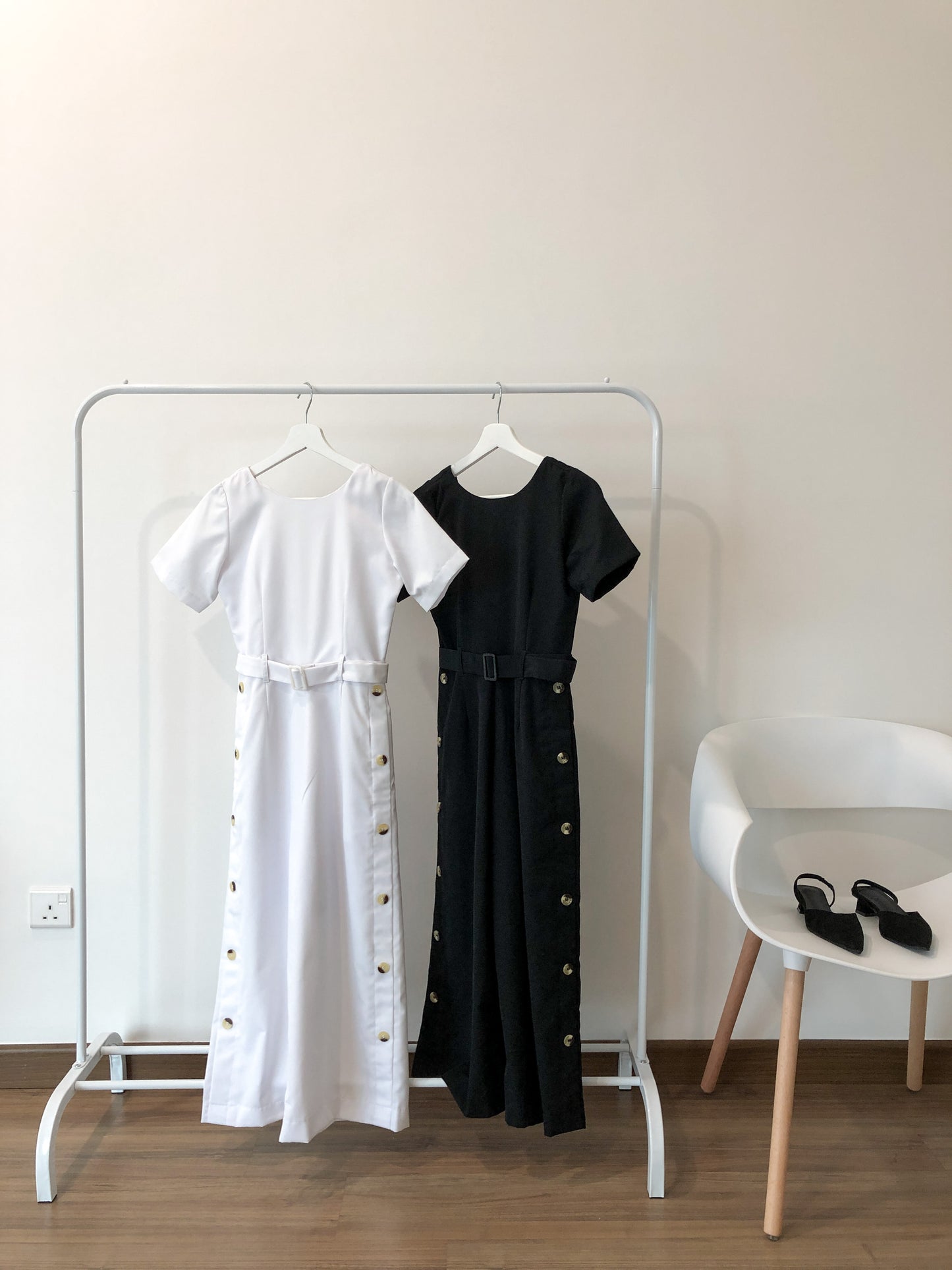 Aurelia Side Button Jumpsuit - White