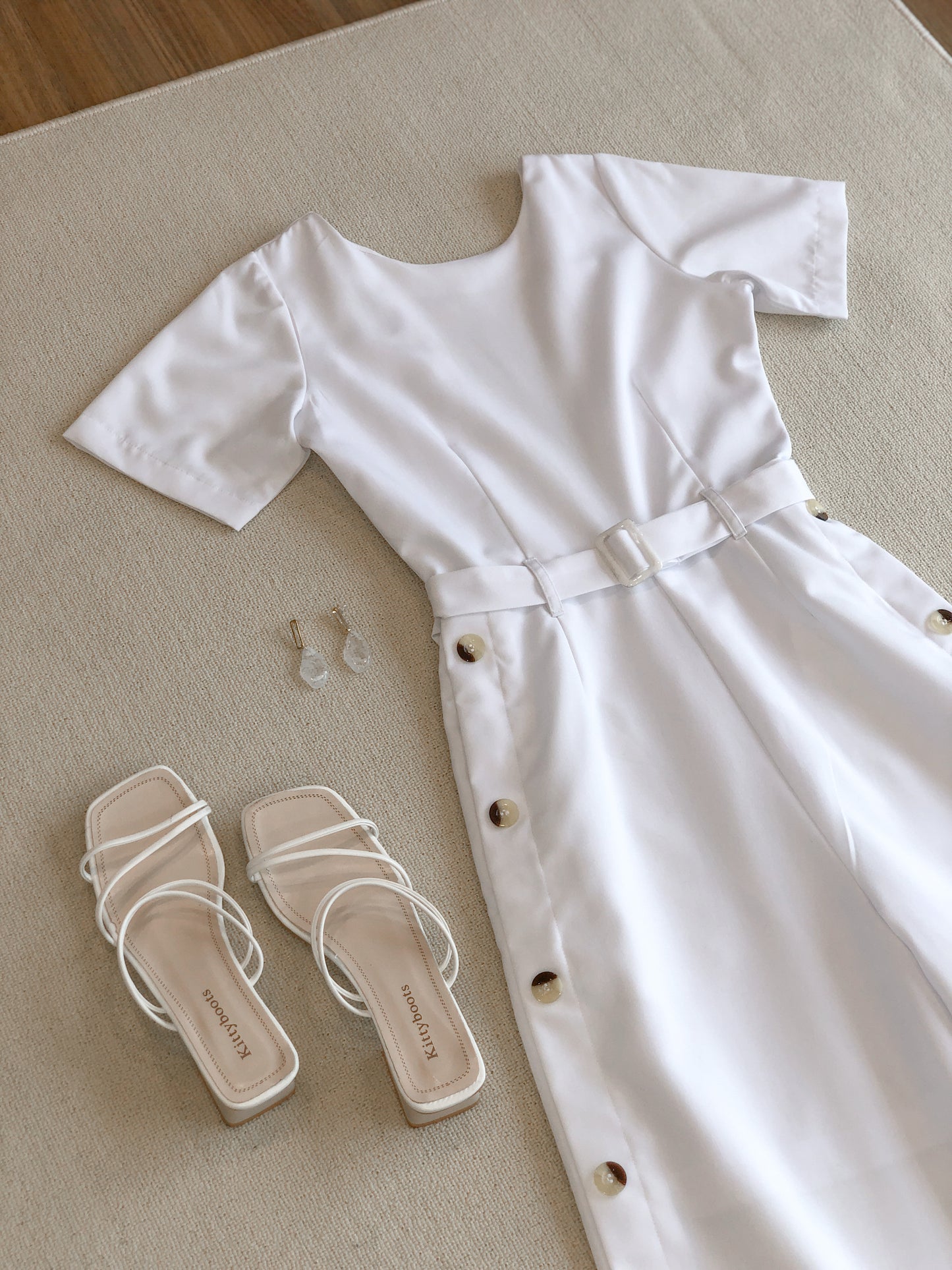 Aurelia Side Button Jumpsuit - White