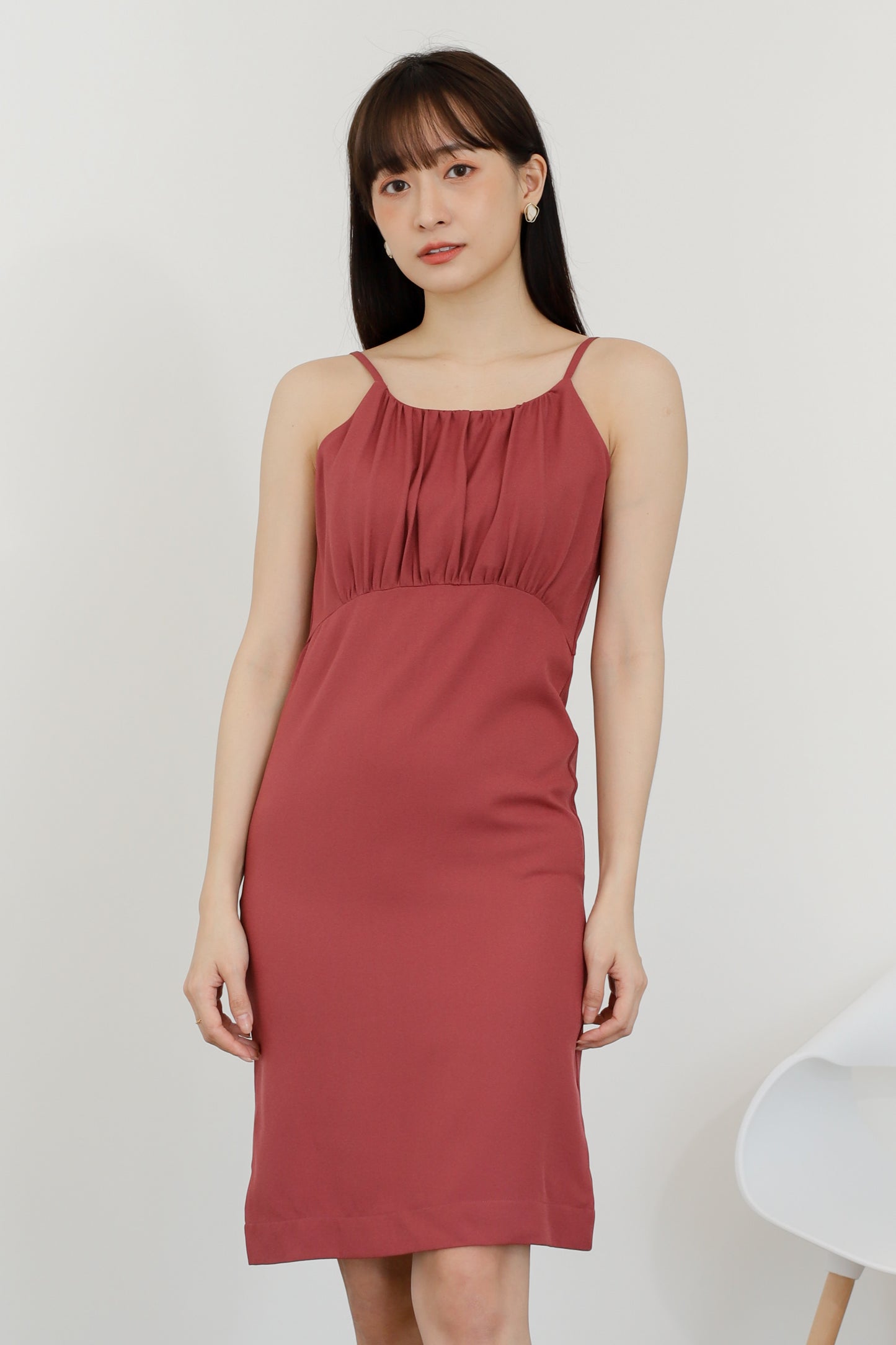 Blyss Ruched Cami Dress - Raspberry