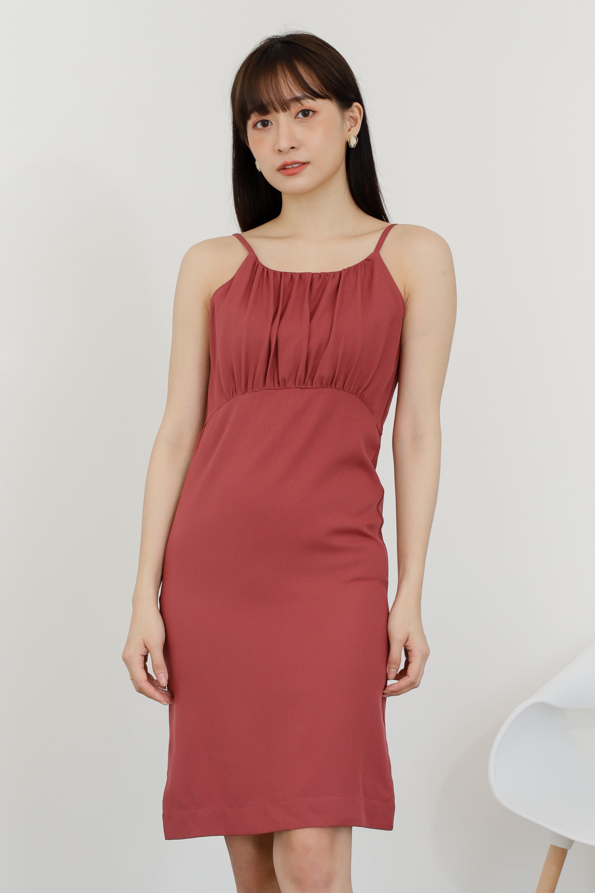 Blyss Ruched Cami Dress - Raspberry