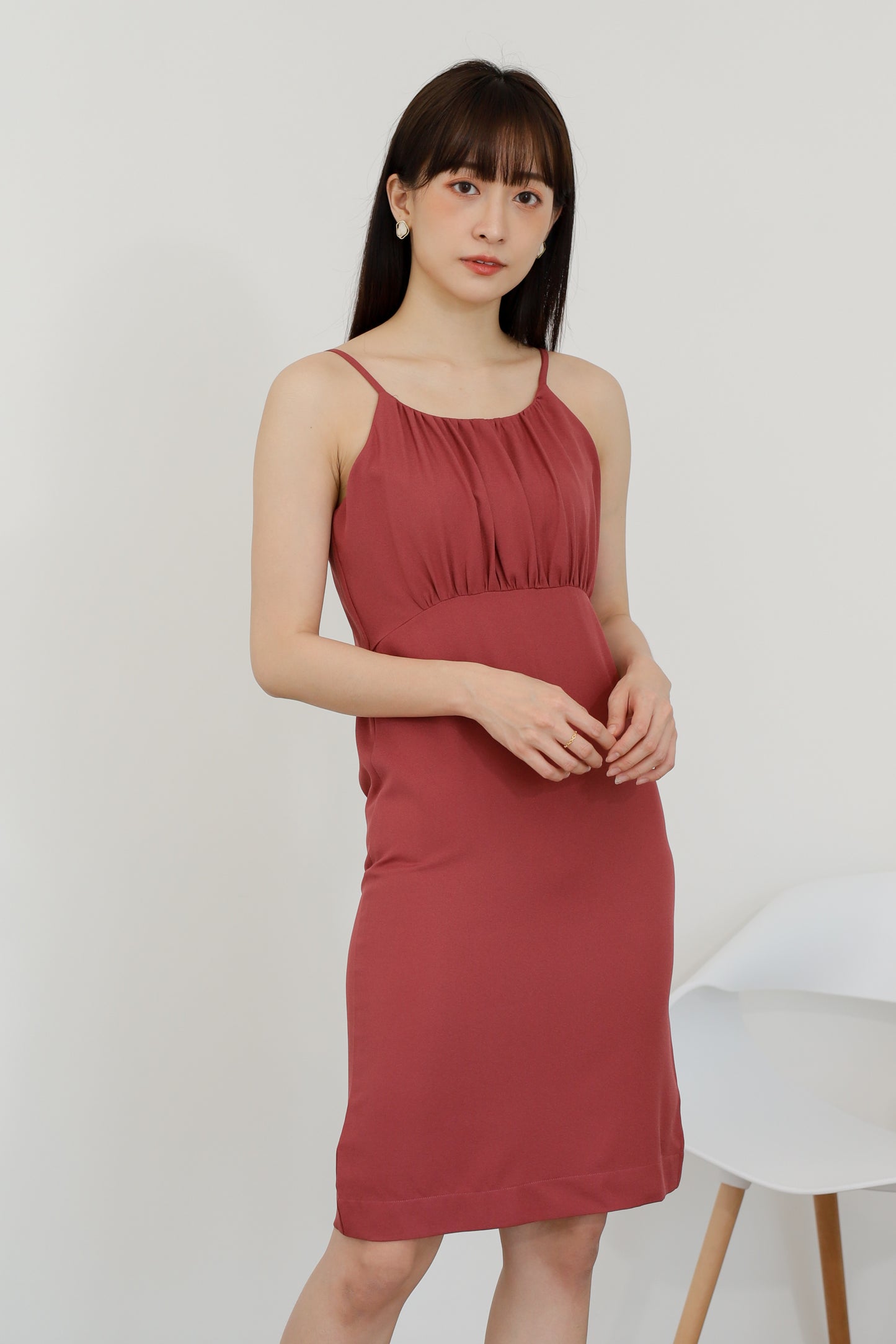 Blyss Ruched Cami Dress - Raspberry