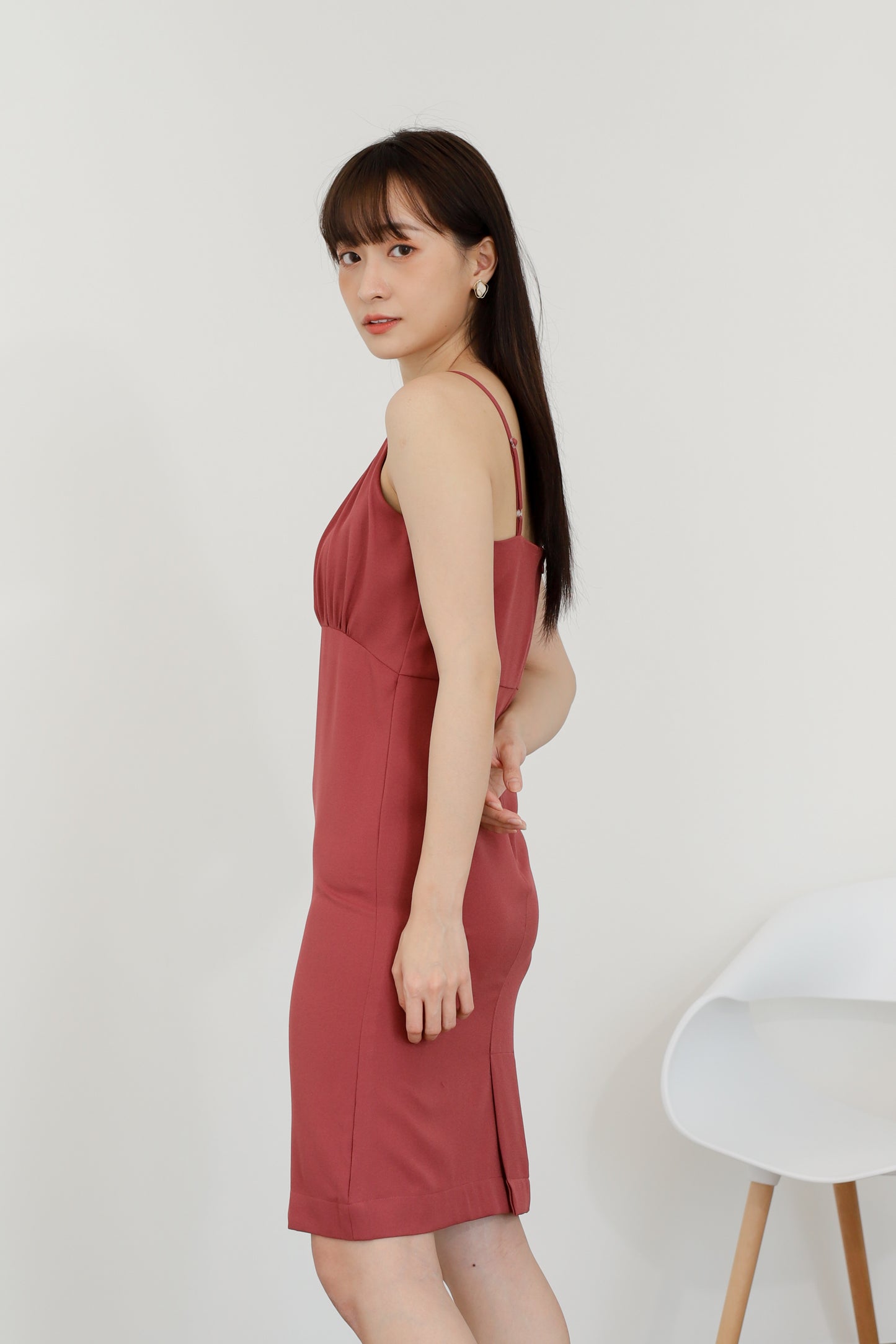 Blyss Ruched Cami Dress - Raspberry
