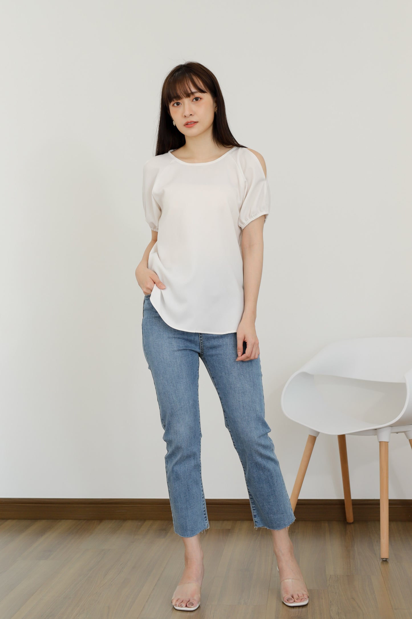 Bevlyn Cold Shoulder Blouse - Ivory