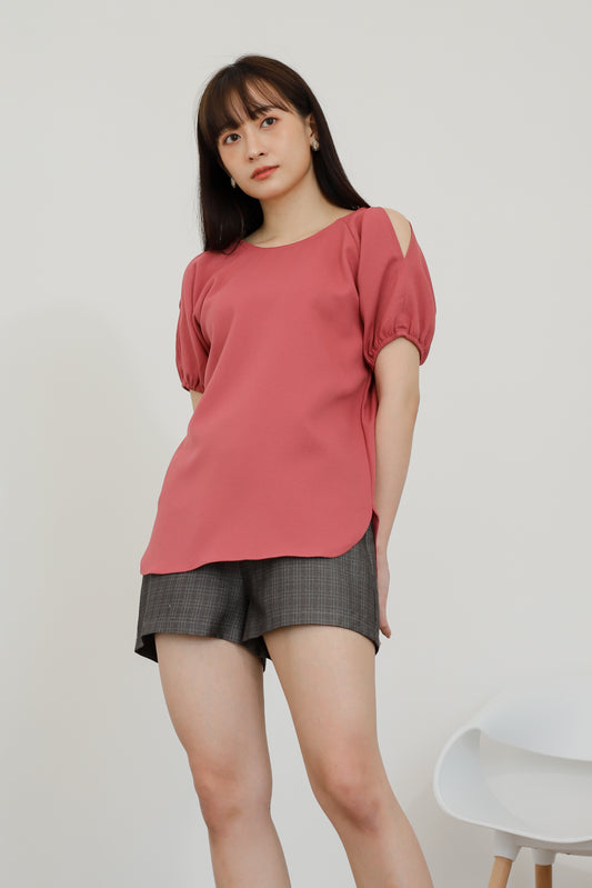 Bevlyn Cold Shoulder Blouse - Blush