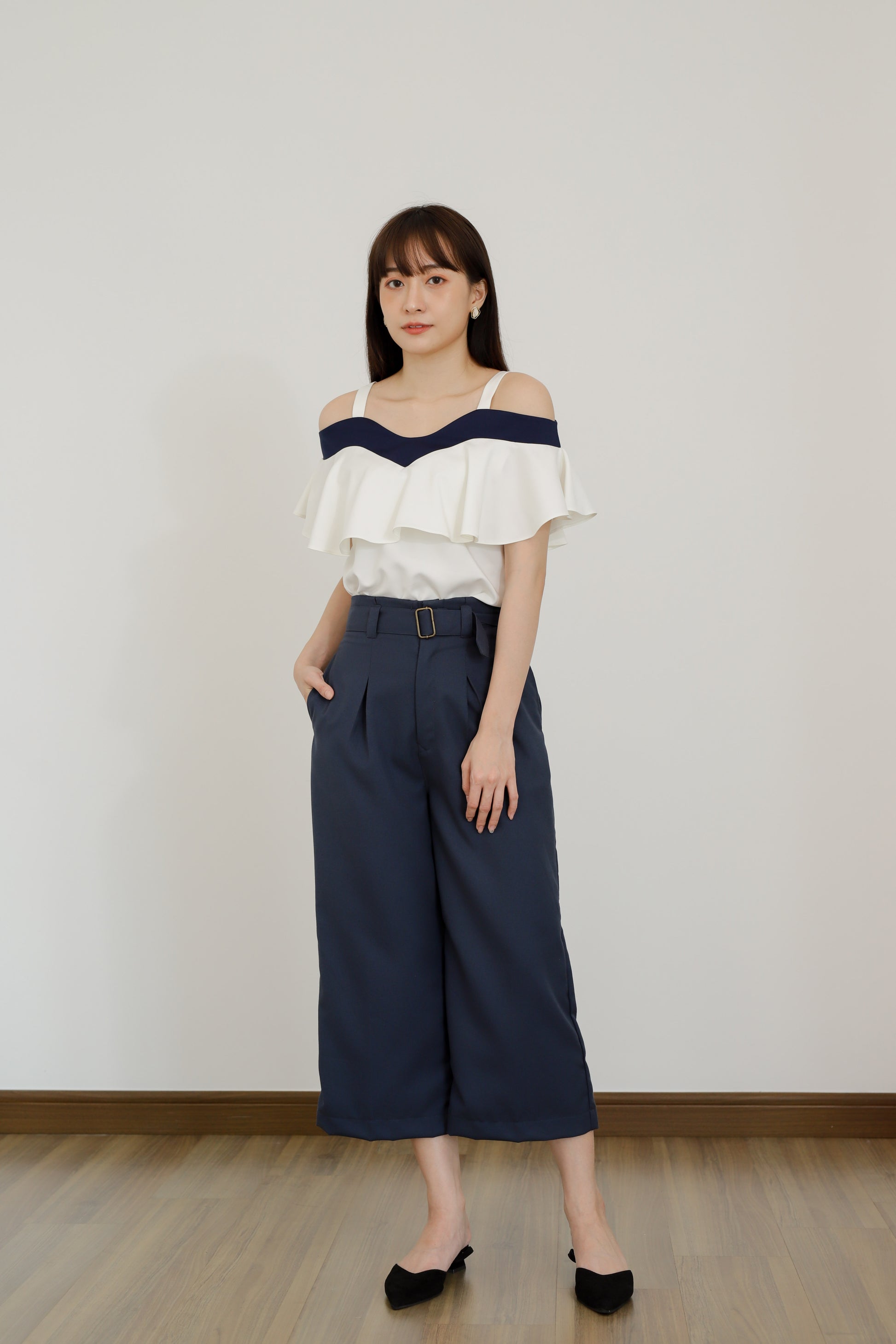 Ashe Wide Leg Cropped Pants - Blue