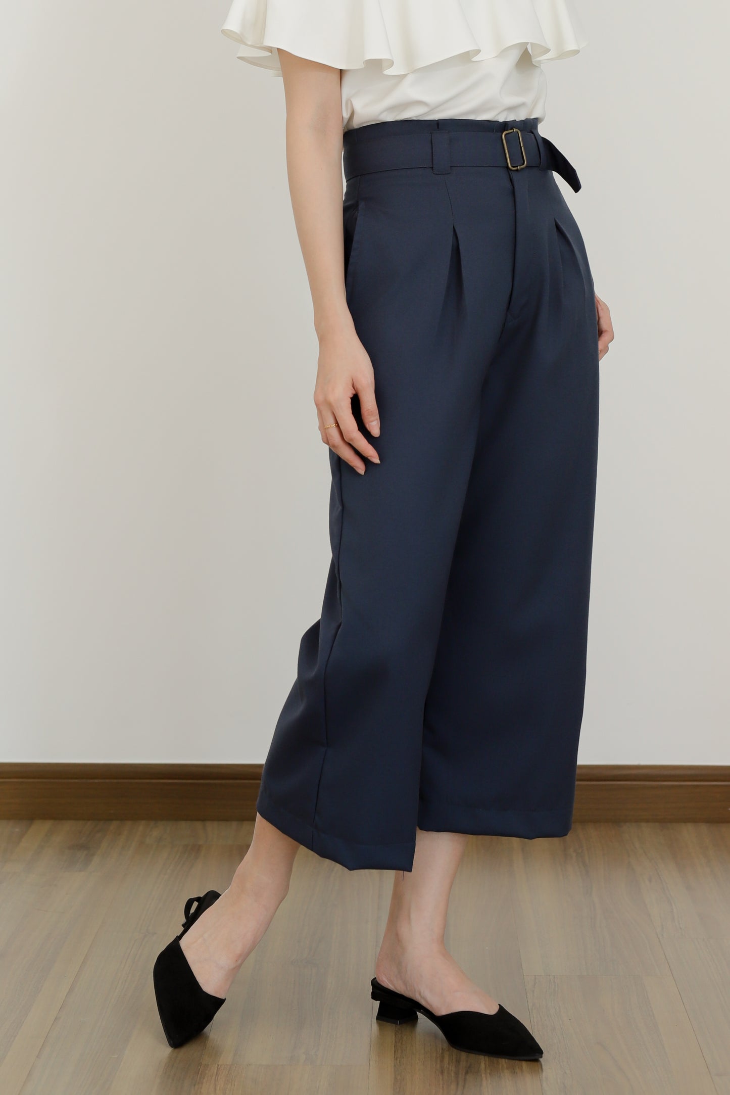 Ashe Wide Leg Cropped Pants - Blue