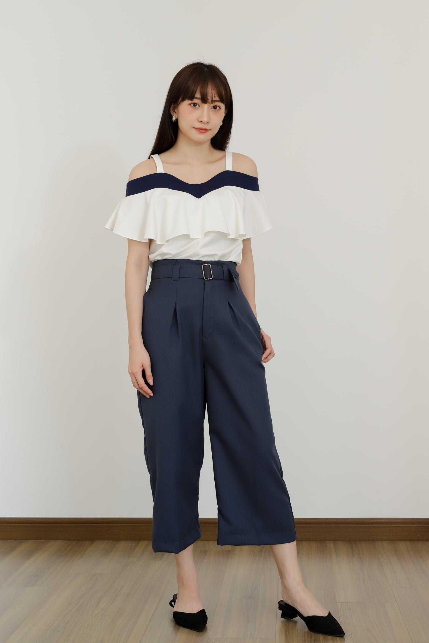 Ashe Wide Leg Cropped Pants - Blue