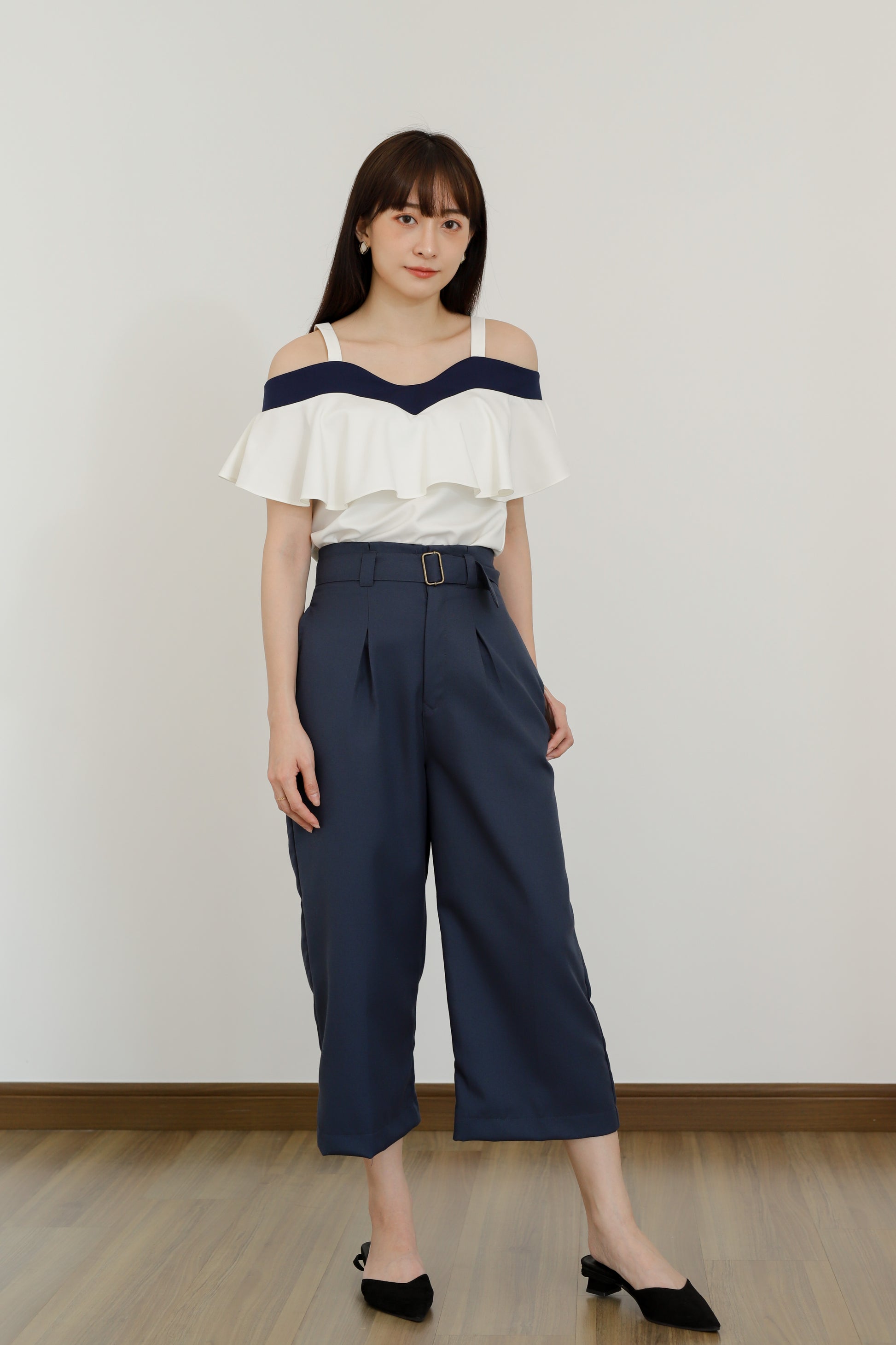 Ashe Wide Leg Cropped Pants - Blue