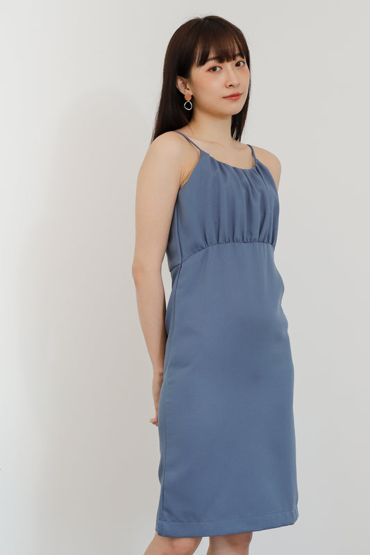 Blyss Ruched Cami Dress - Steel Blue