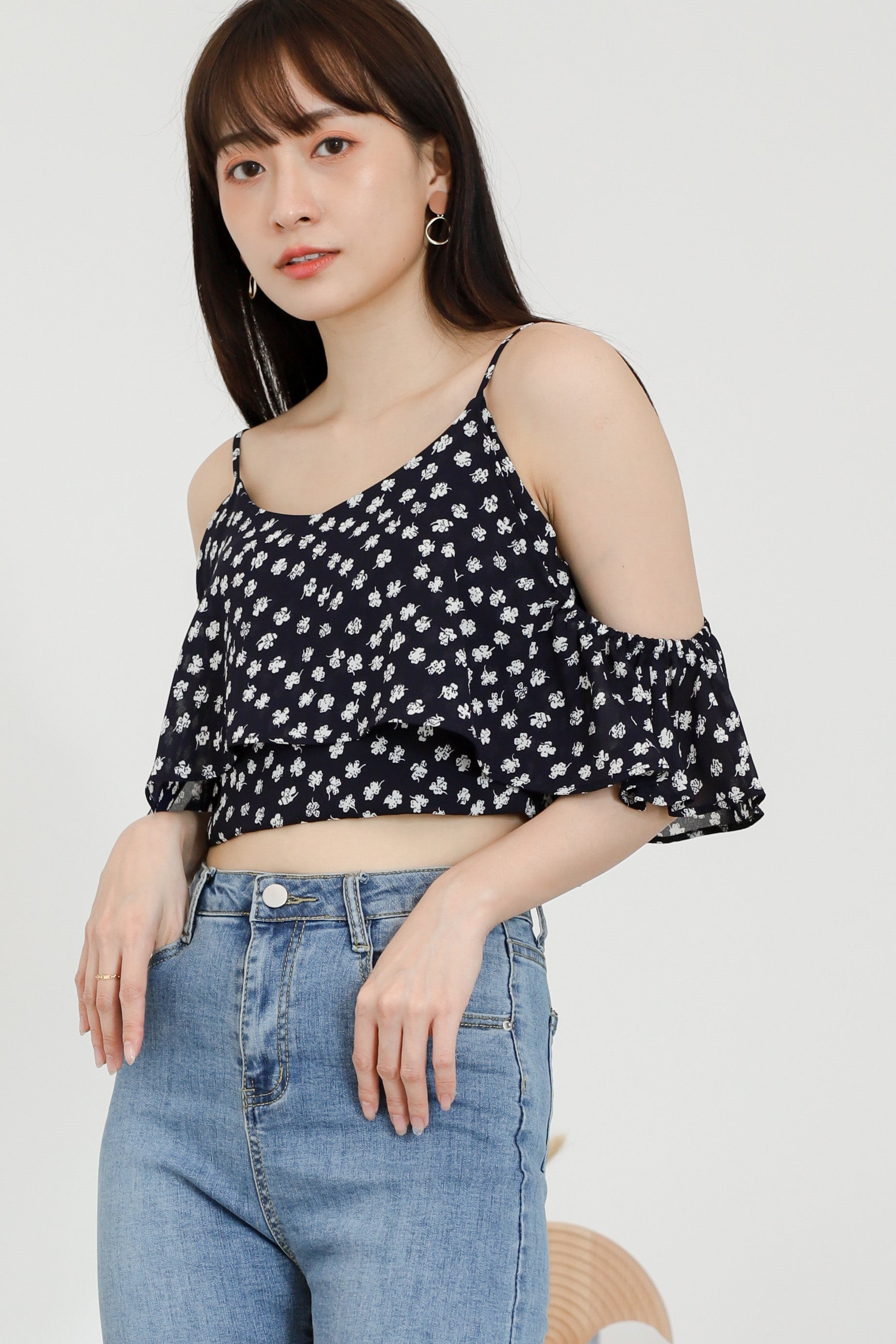 Brye Printed Crop - Navy