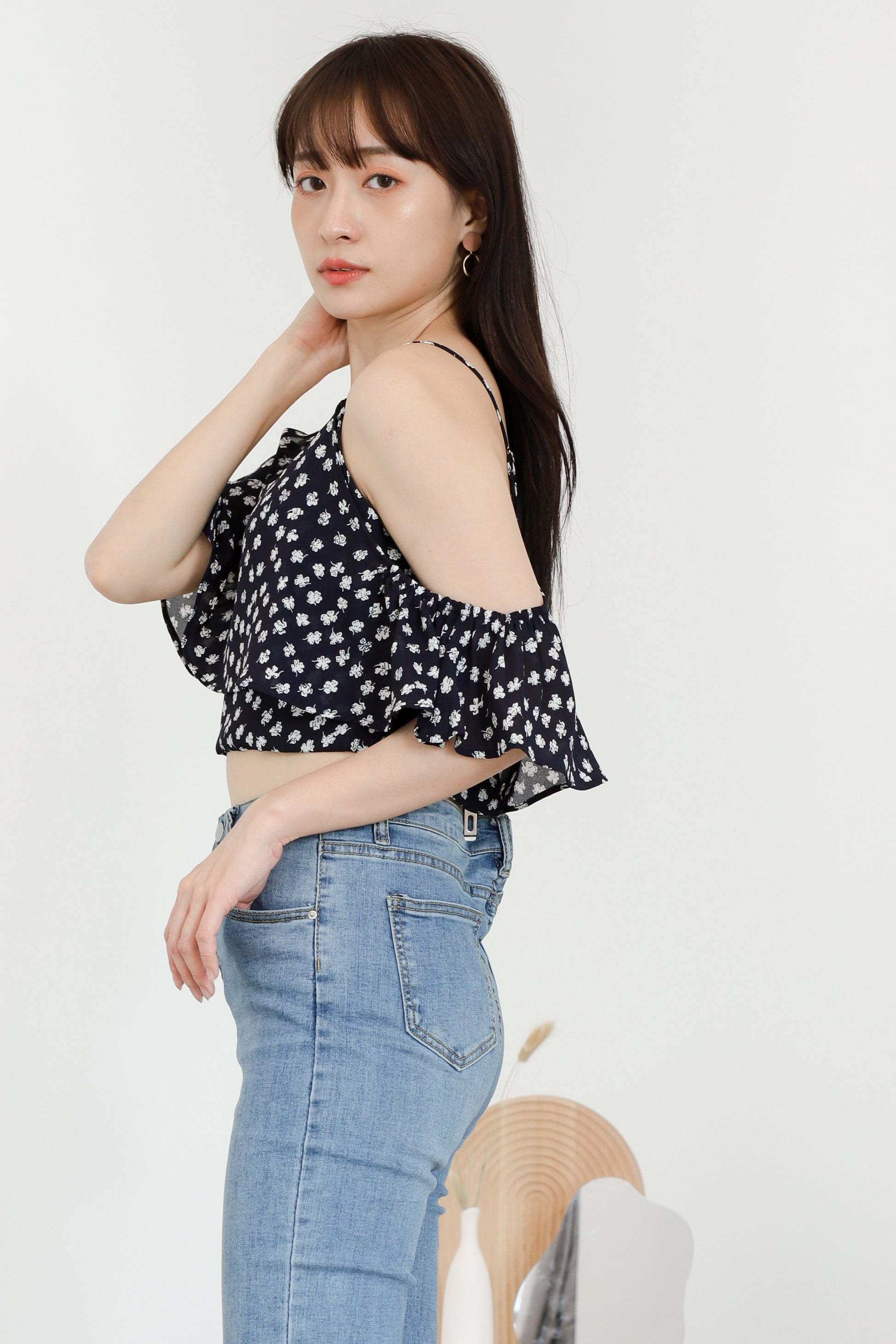 Brye Printed Crop - Navy