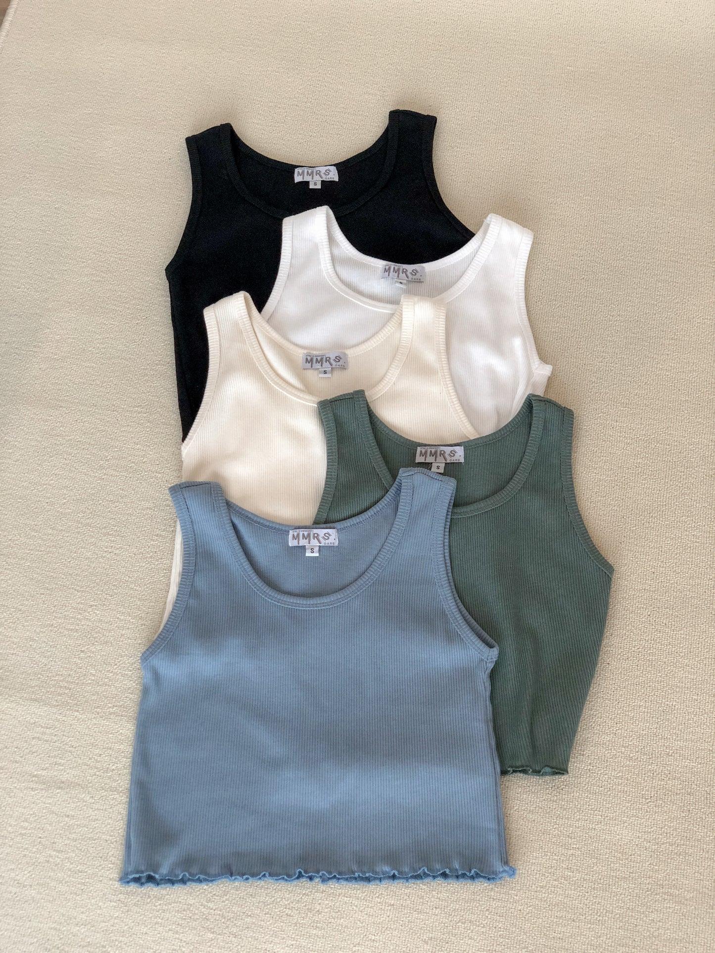 Olive Ruffle Tank - Black