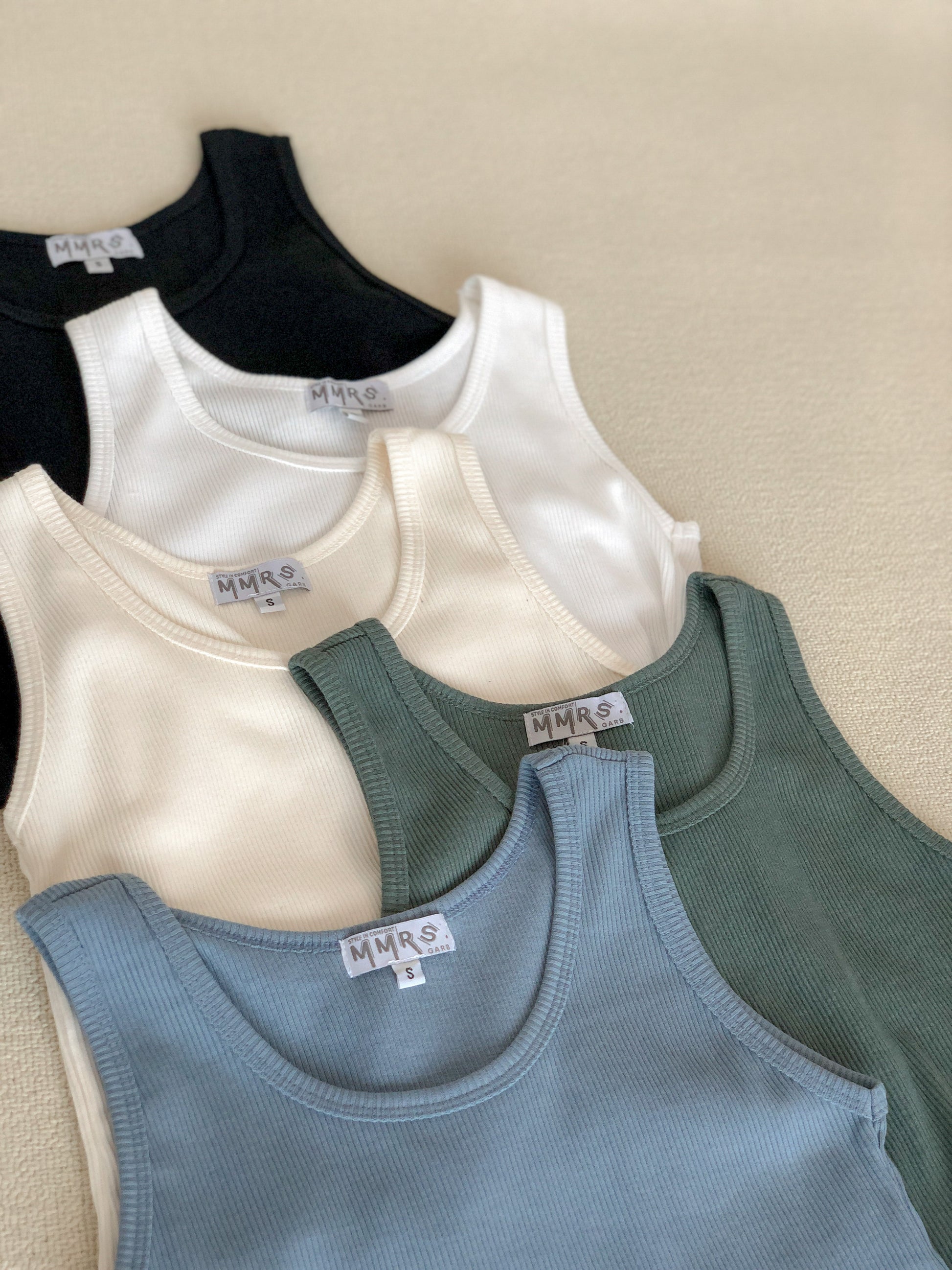 Olive Ruffle Tank - Cream