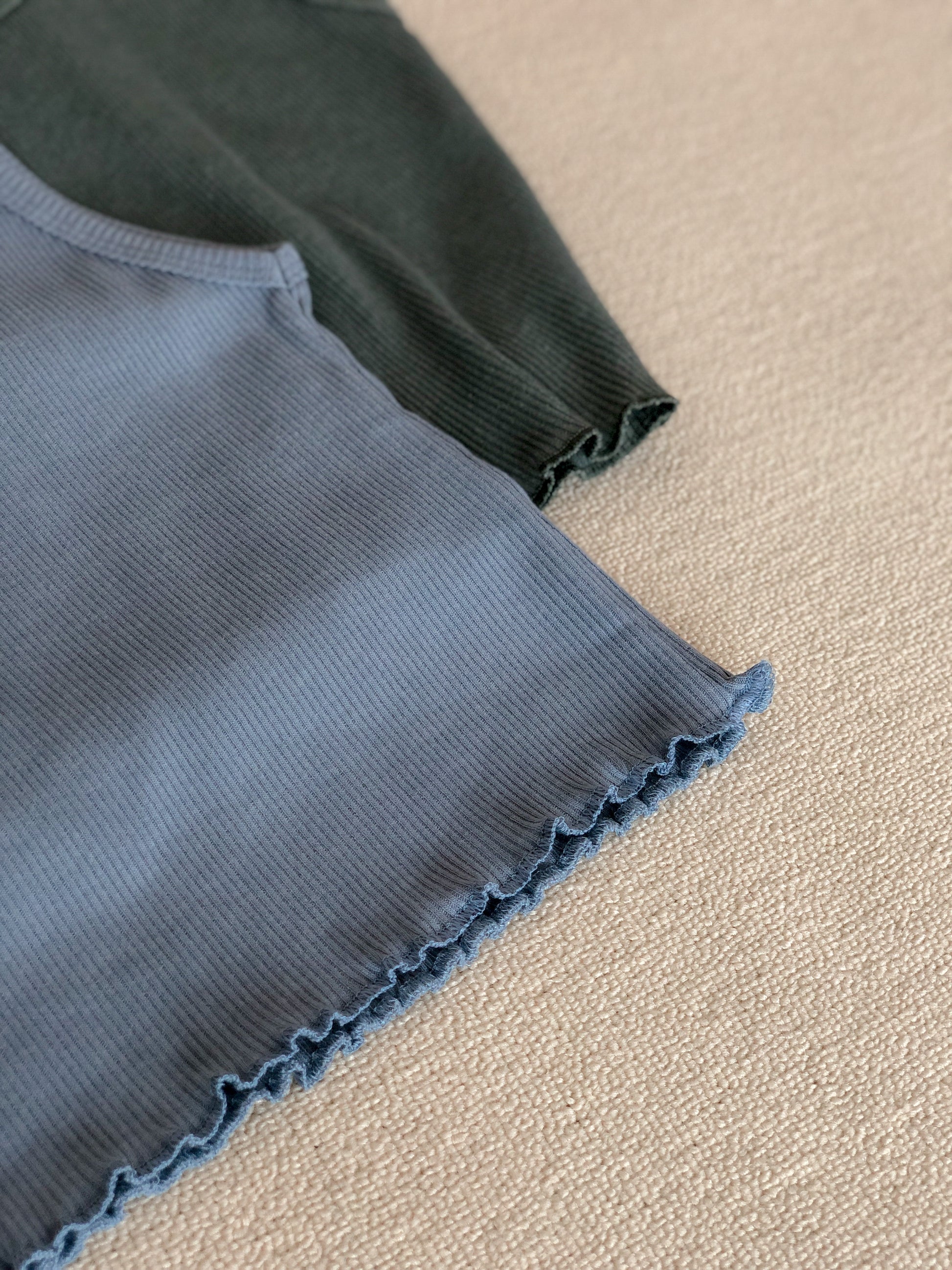 Olive Ruffle Tank - White