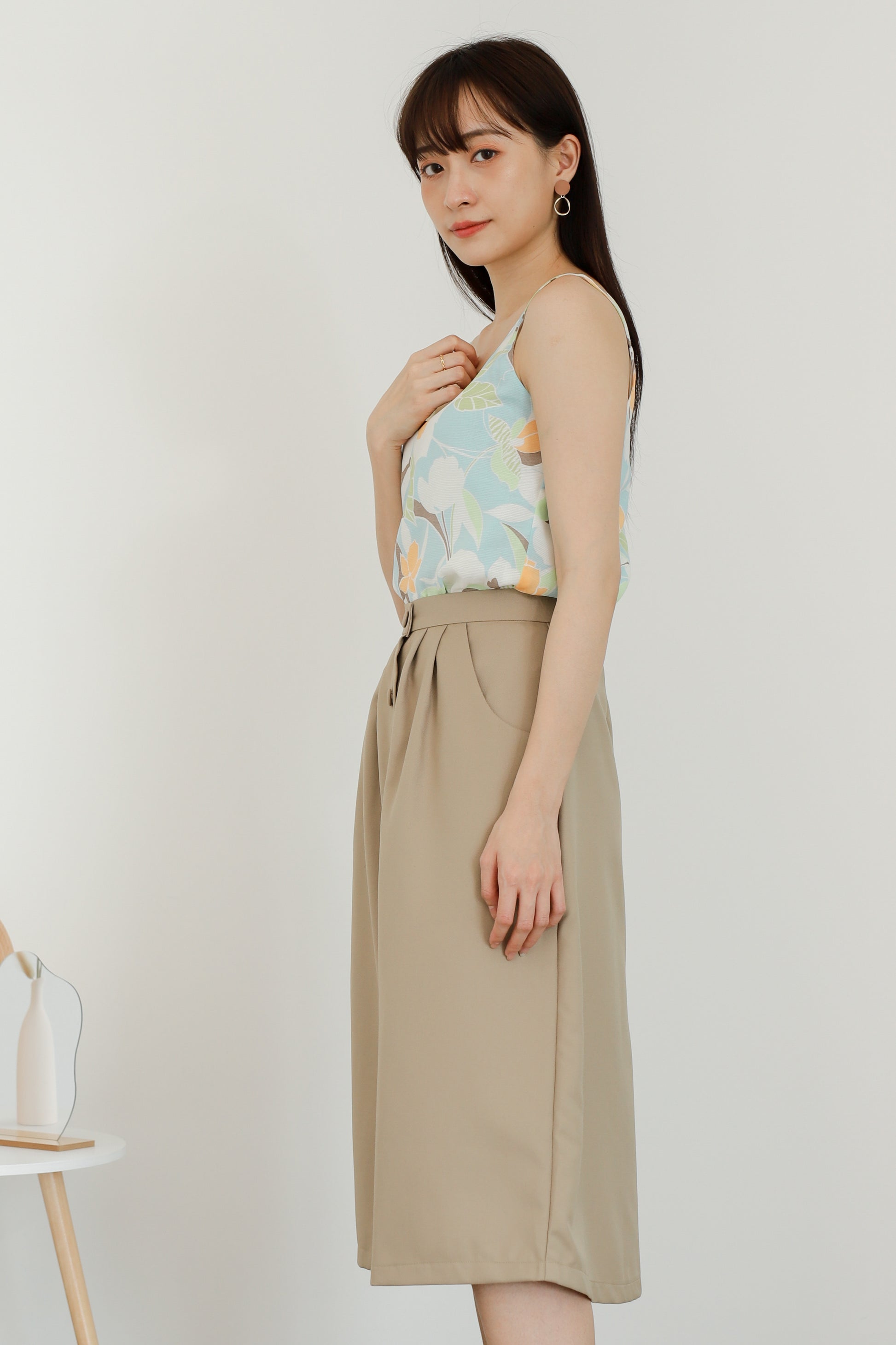 Paloma Button Skirt - Khaki