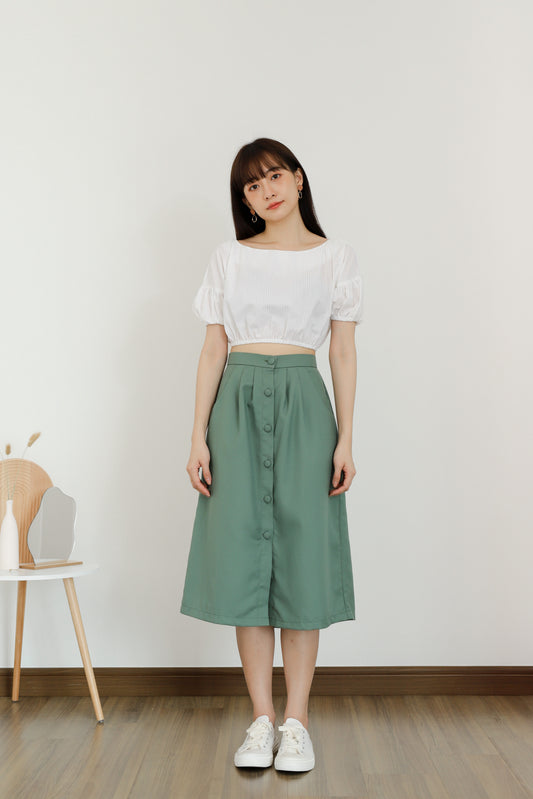 Paloma Button Skirt - Fern