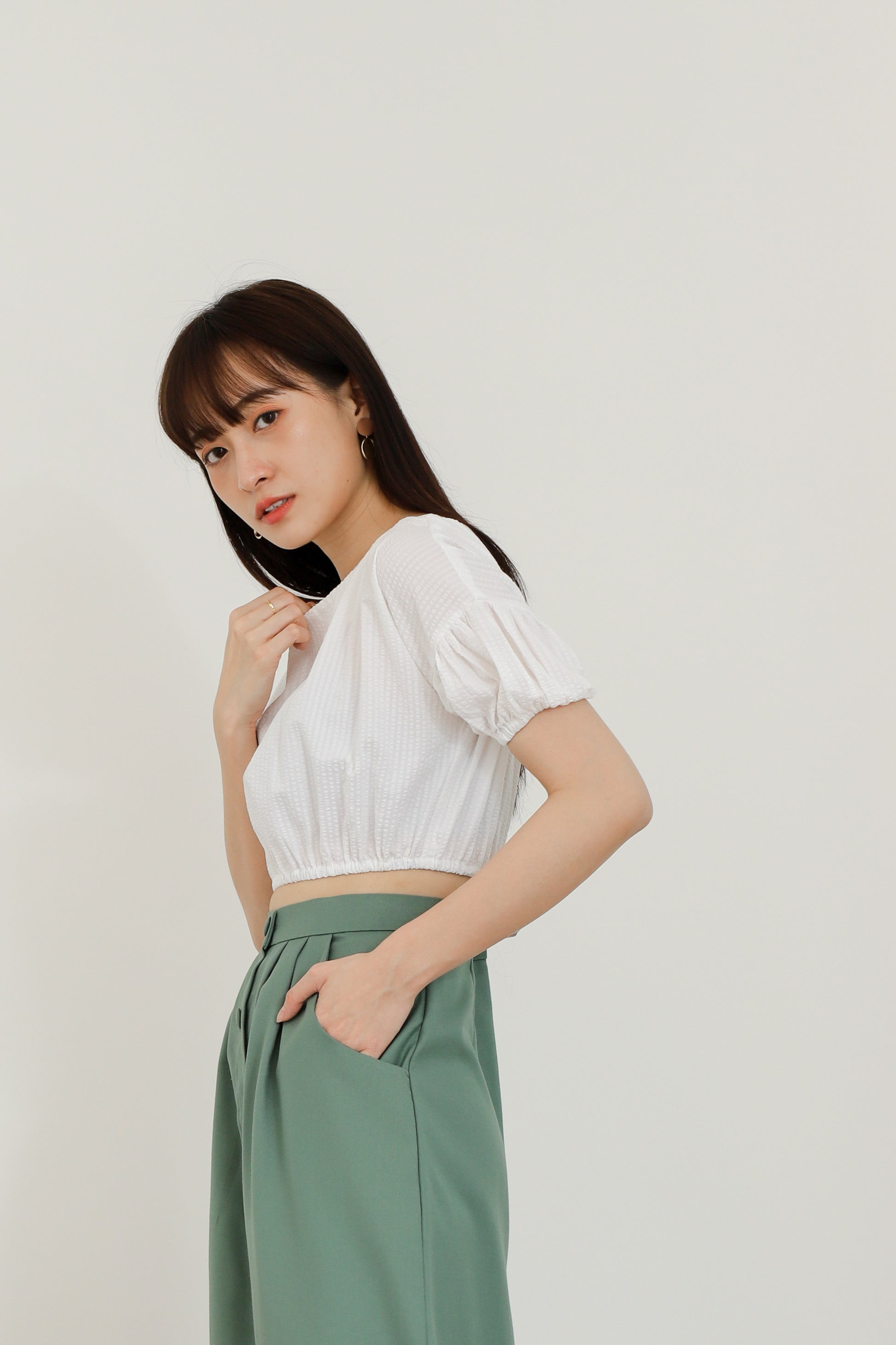 Evania Ruched Blouse - White