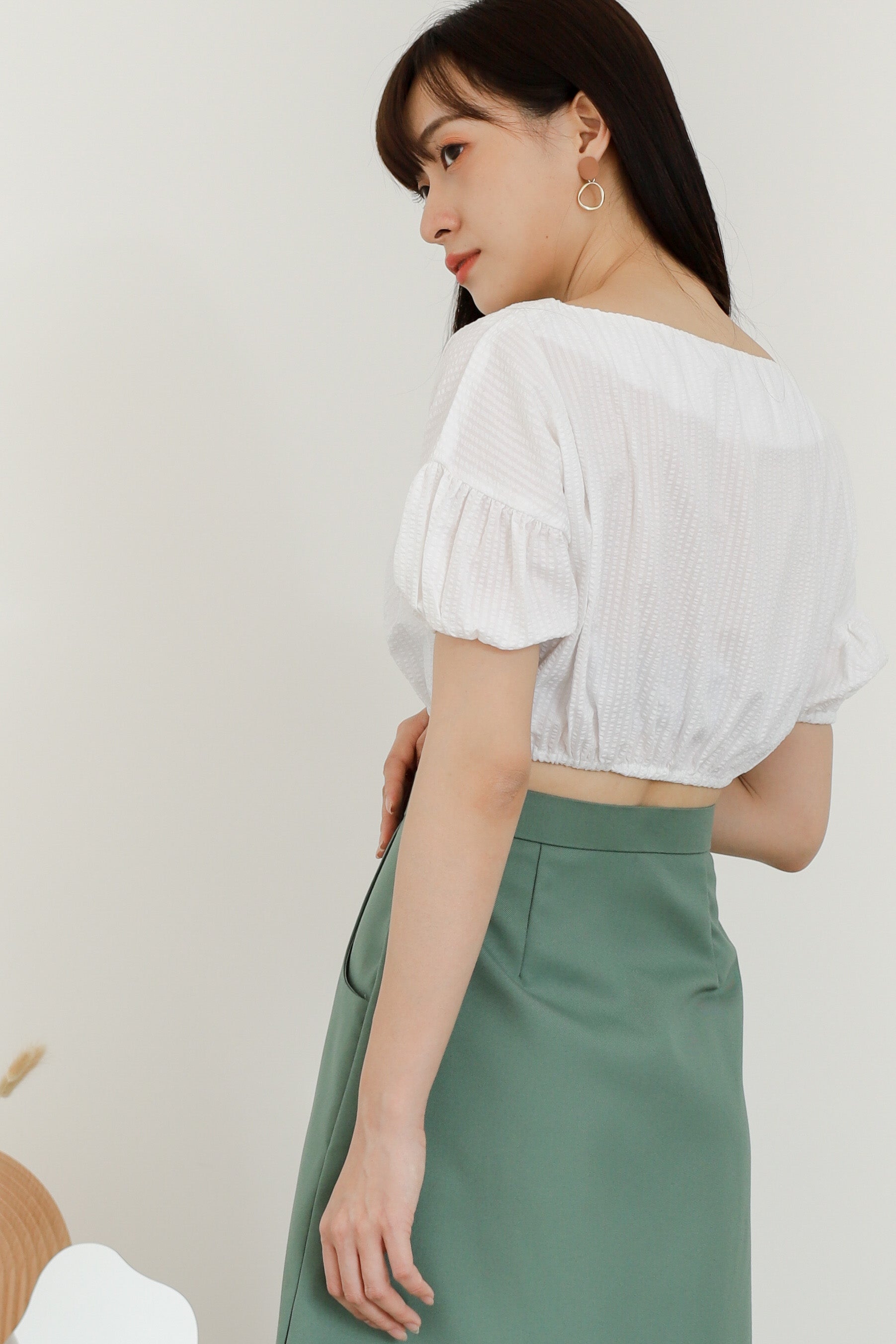 Evania Ruched Blouse - White