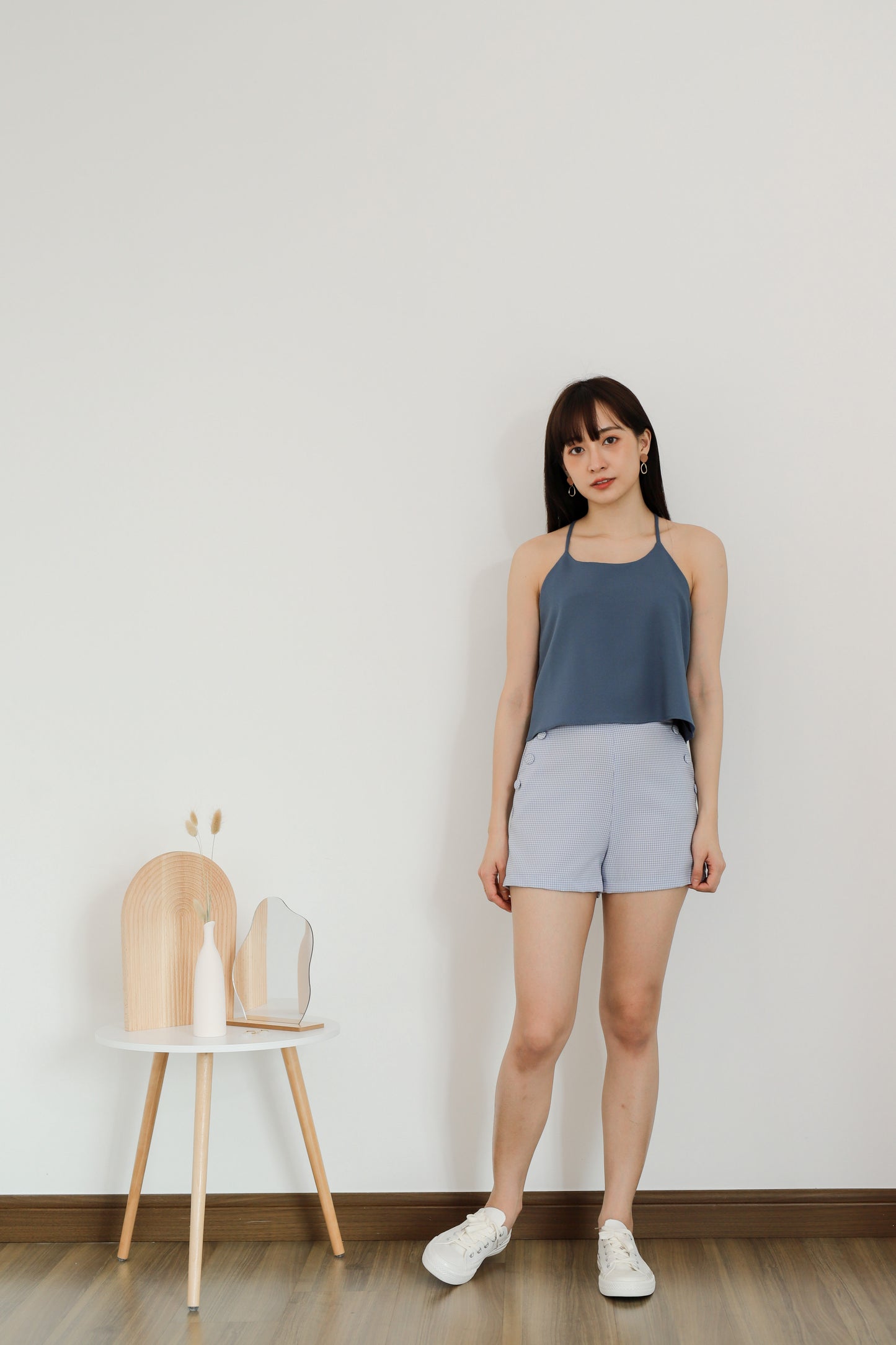 Madelyn Buttoned Bottom - Blue Checks