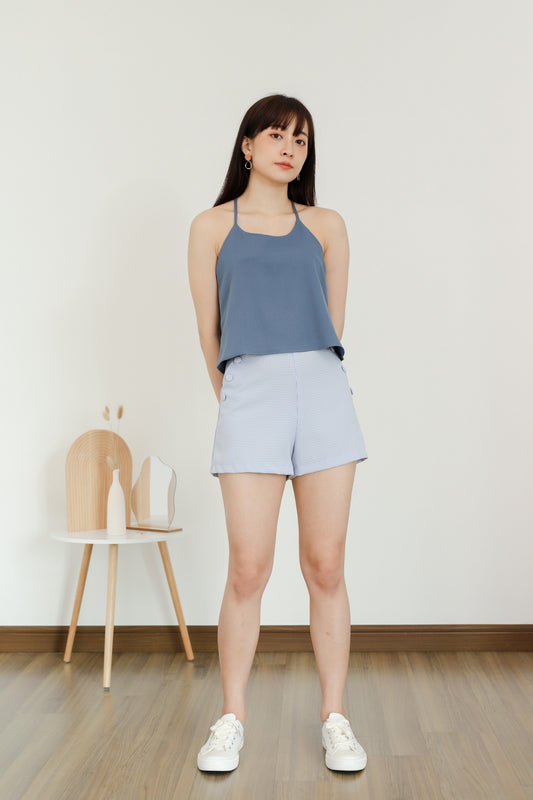 Madelyn Buttoned Bottom - Blue Checks