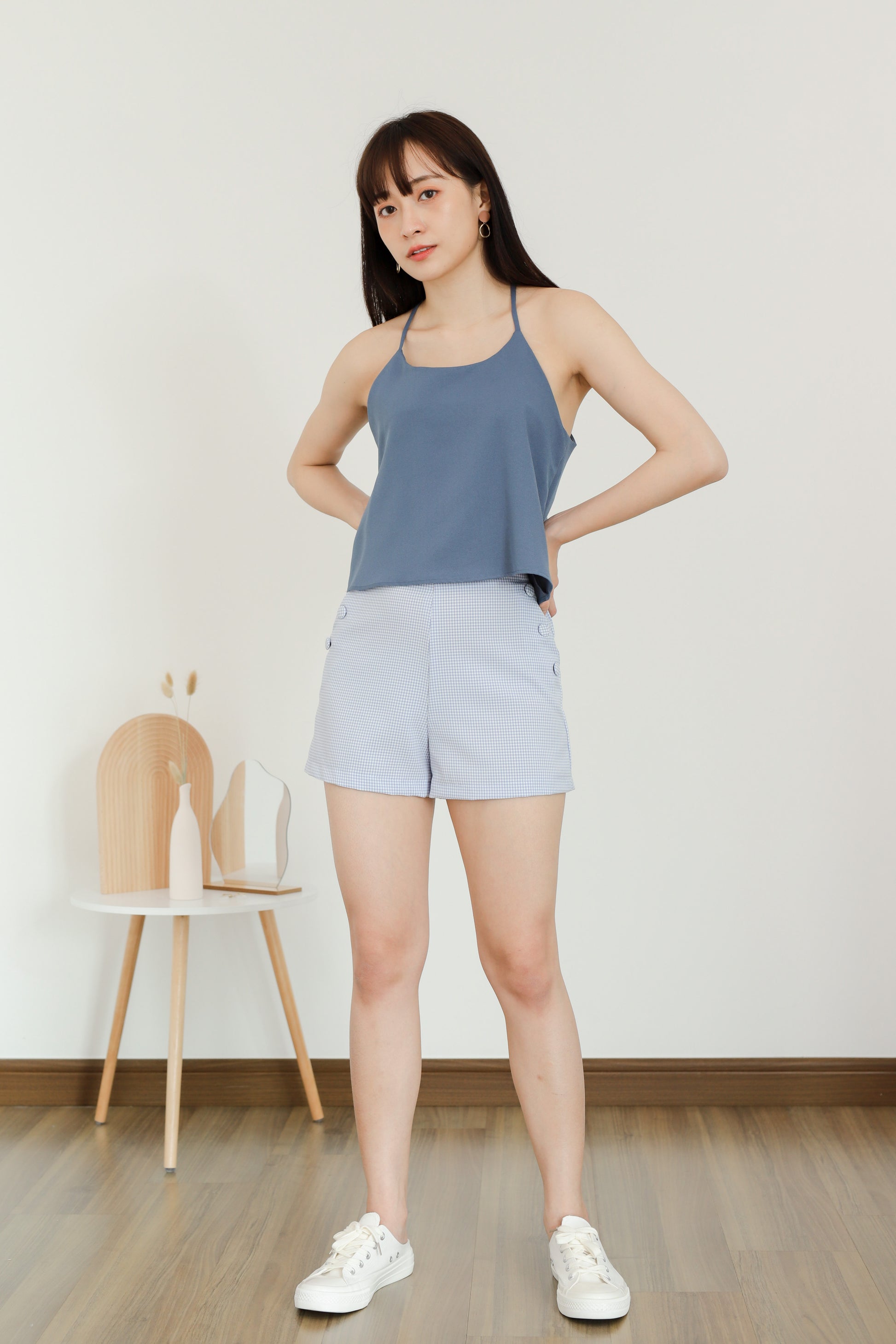 Madelyn Buttoned Bottom - Blue Checks