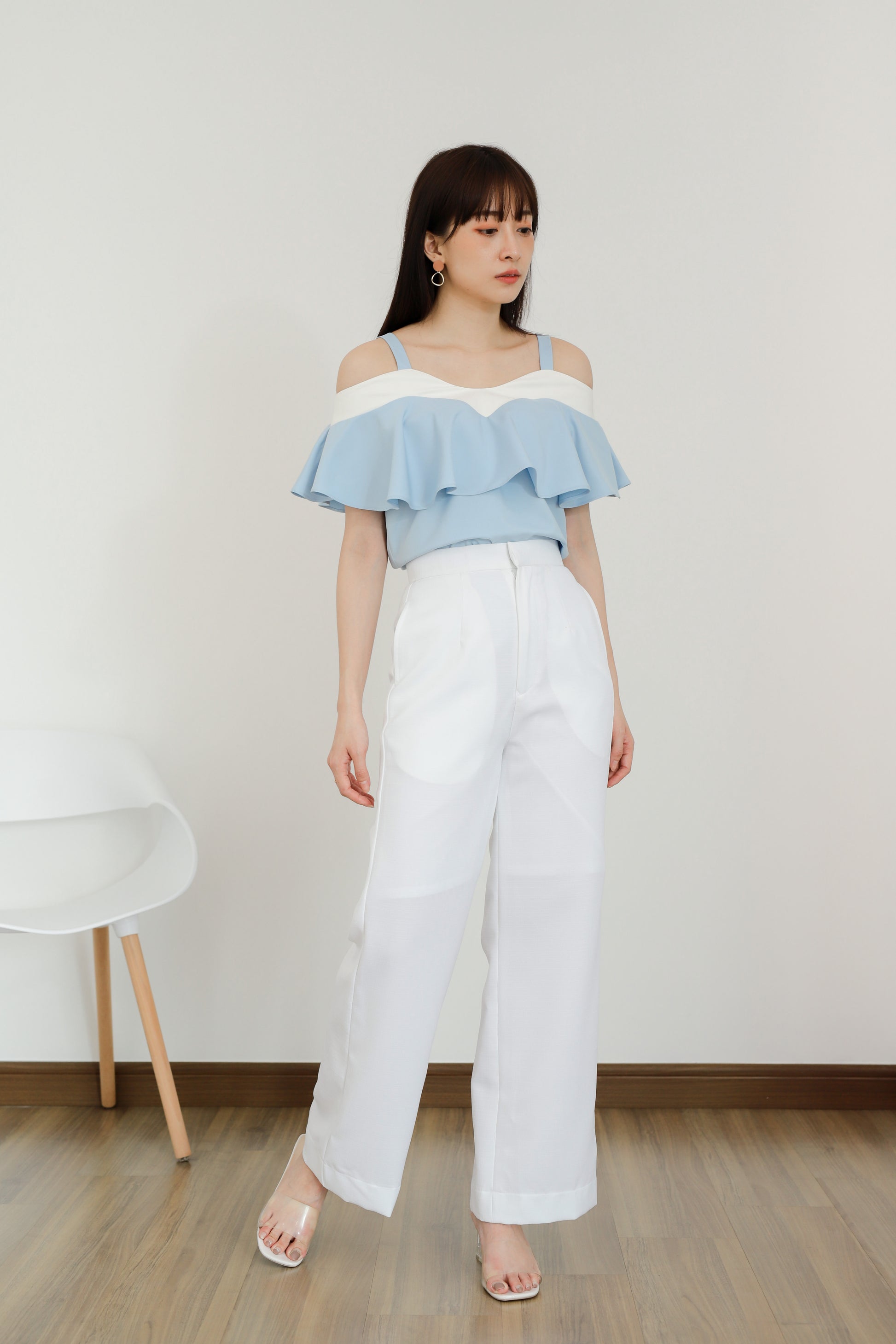 Winifred Ruffle Top - Blue