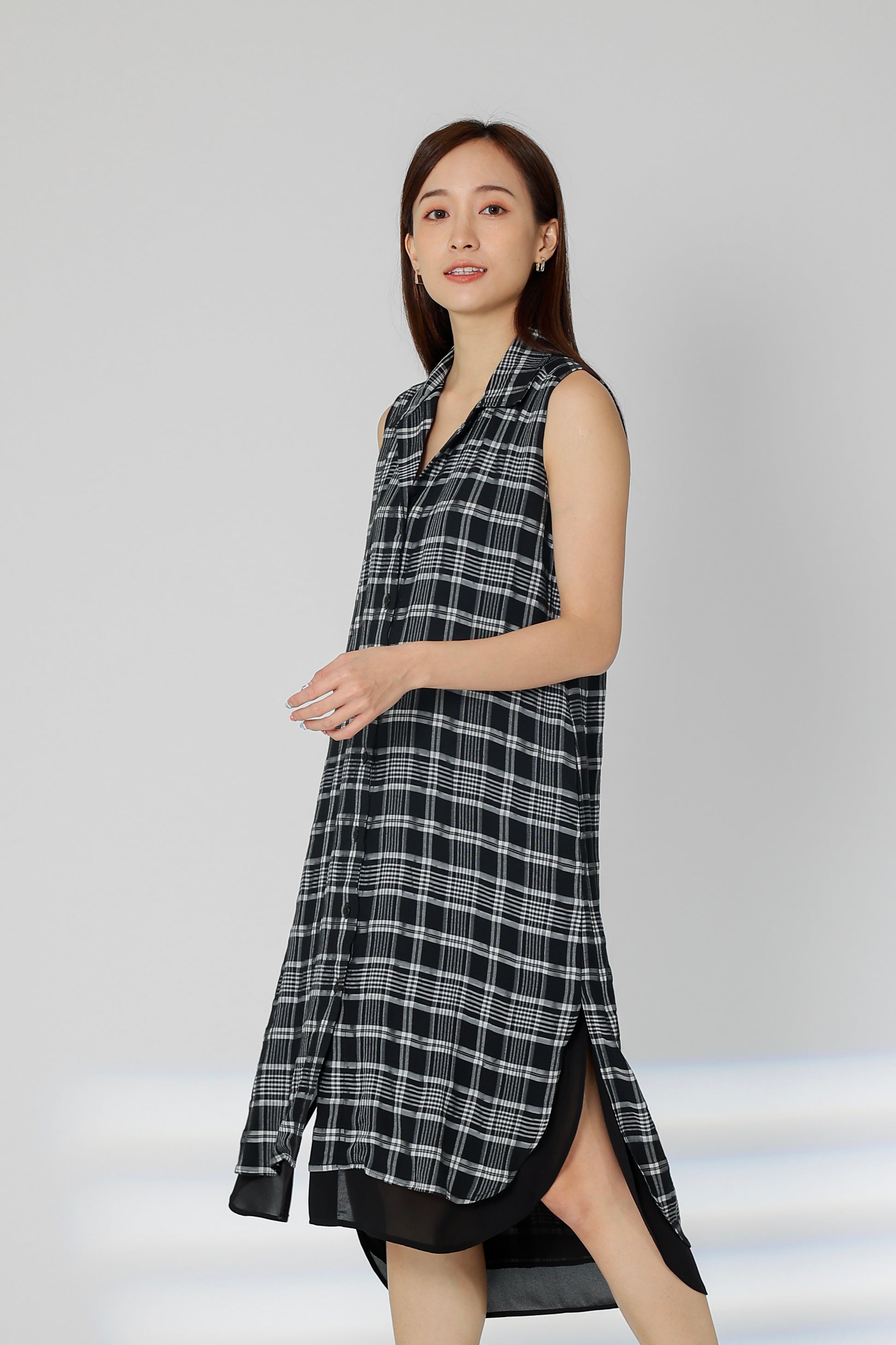 Janette Tartan Shirt Dress - Black