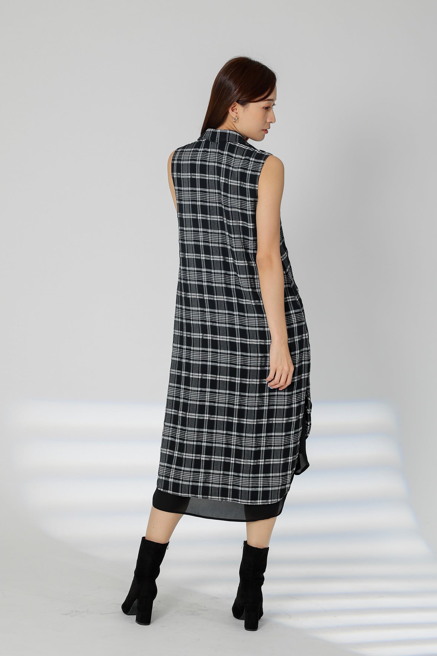Janette Tartan Shirt Dress - Black