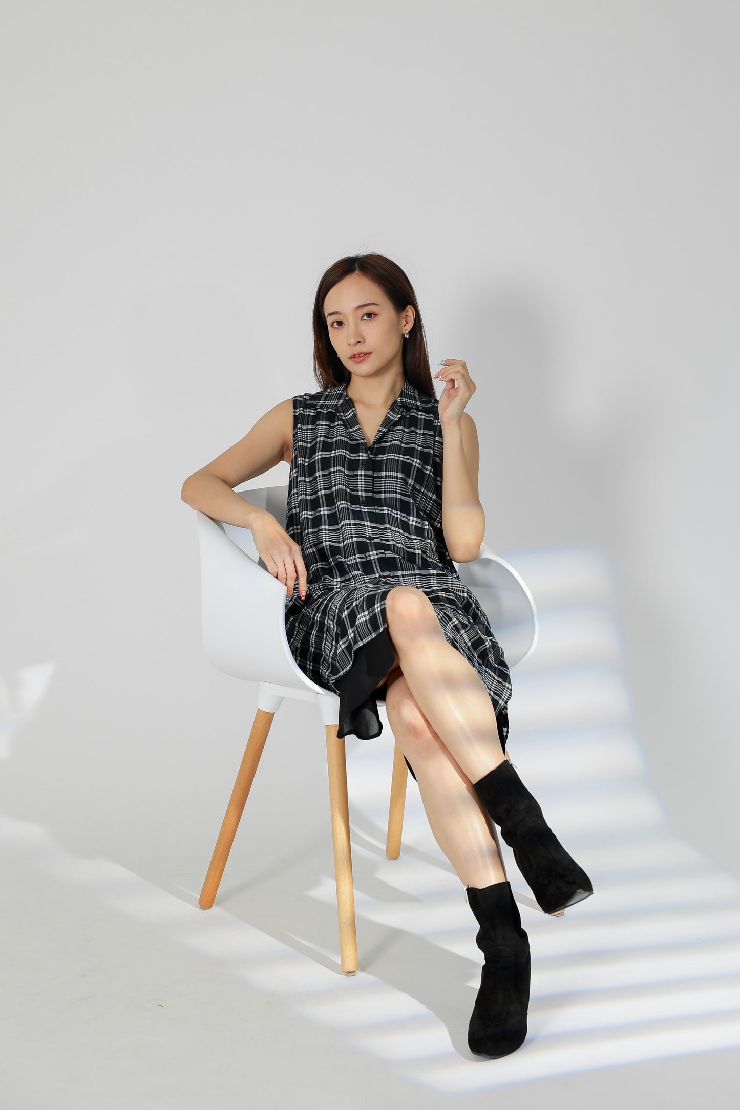 Janette Tartan Shirt Dress - Black
